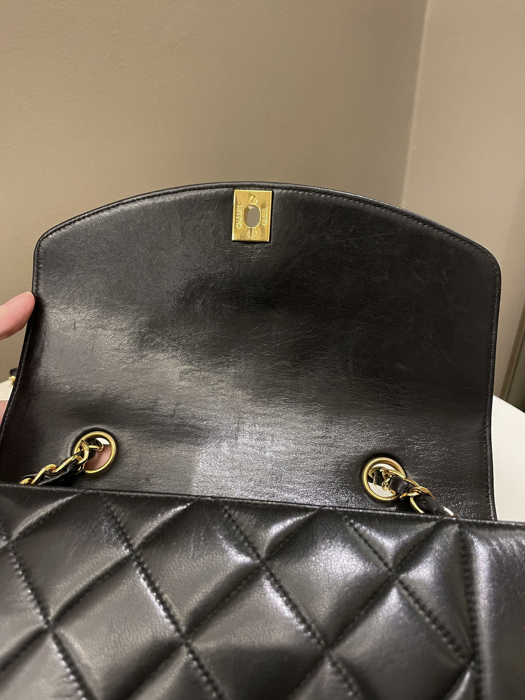 Chanel Vintage Quilted Diana Flap Bag Black Lambskin