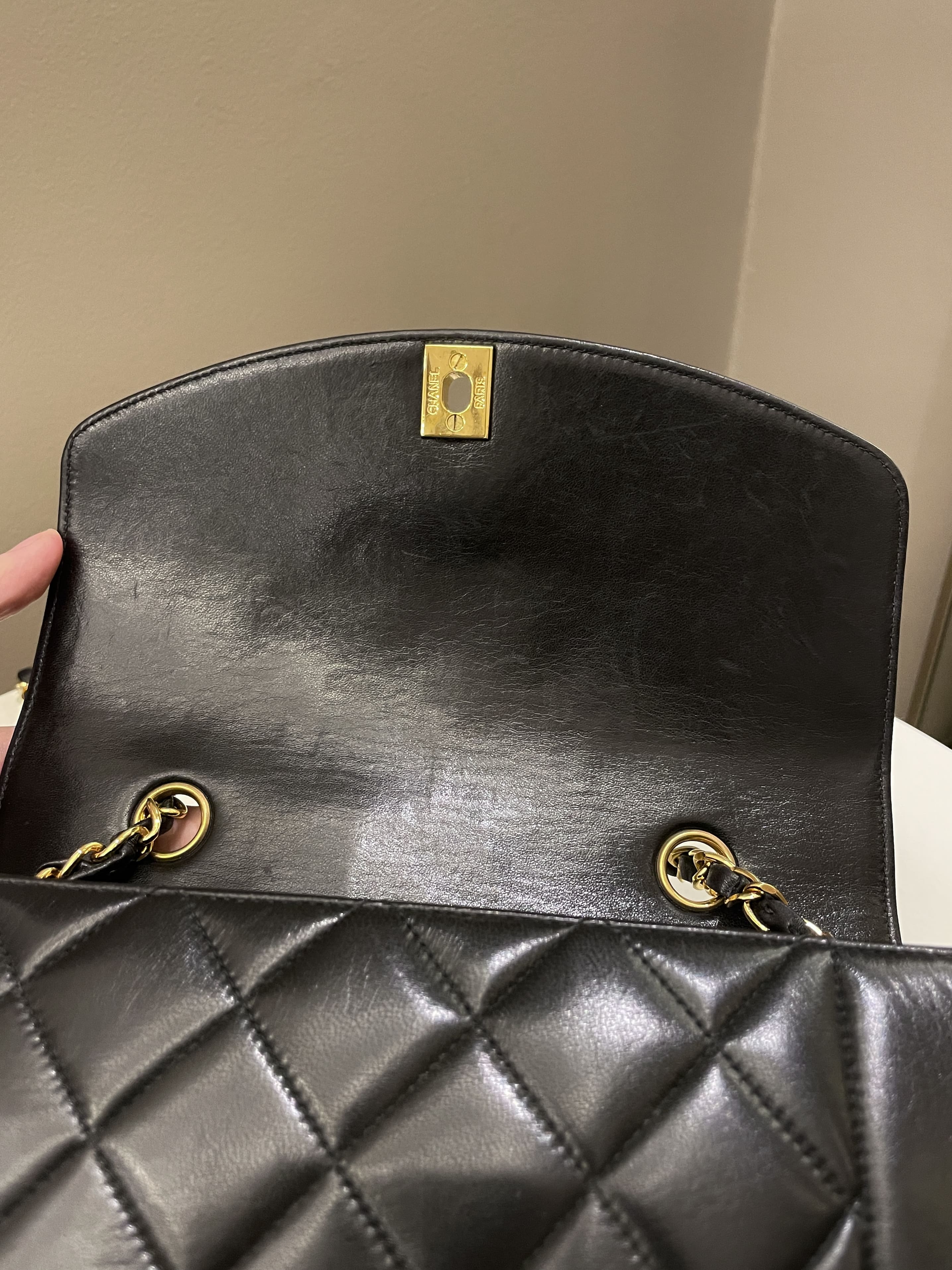 Chanel Vintage Quilted Diana Flap Bag Black Lambskin