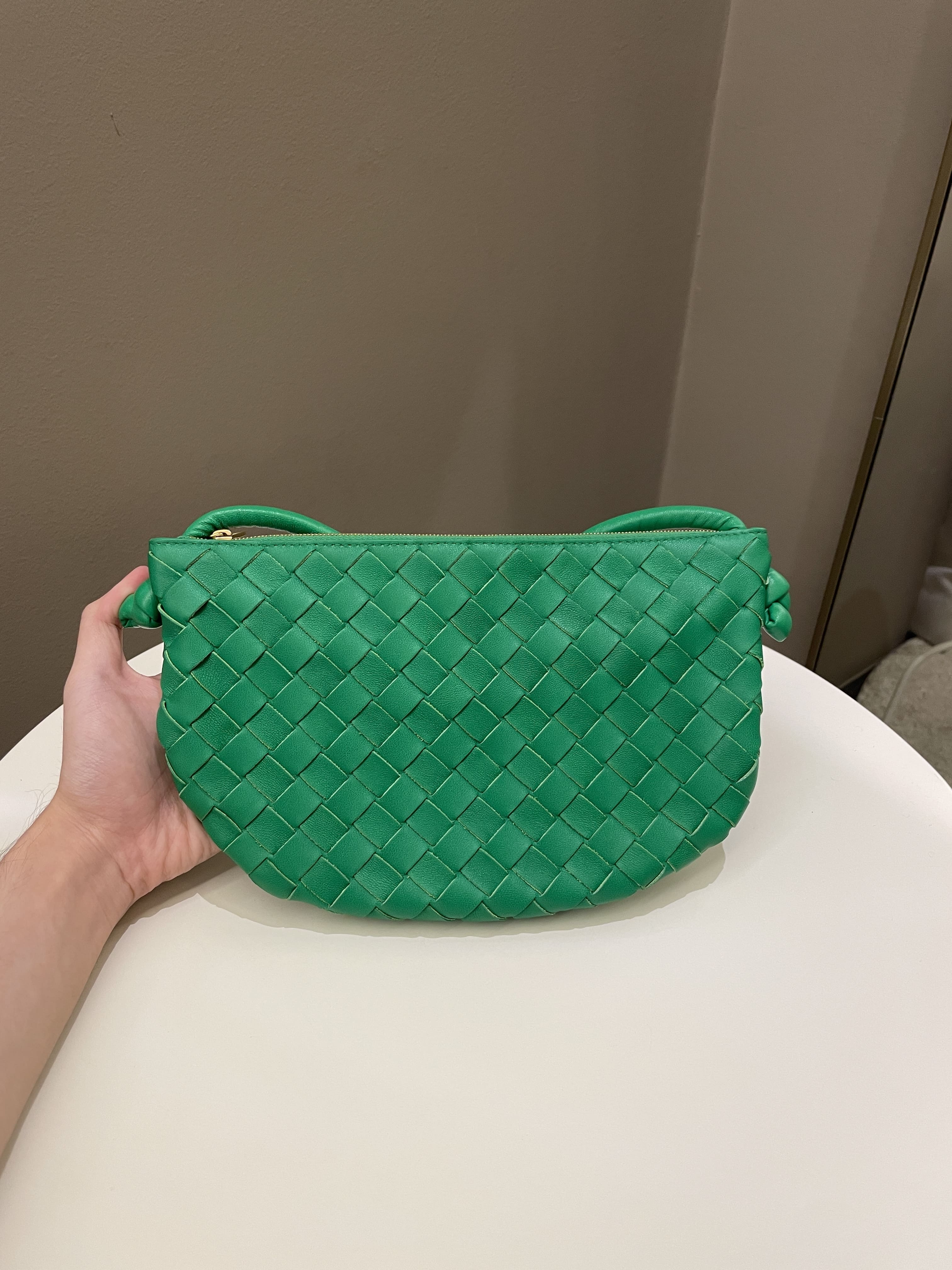 Bottega Small Turn Pouch Parakeet Lambskin
