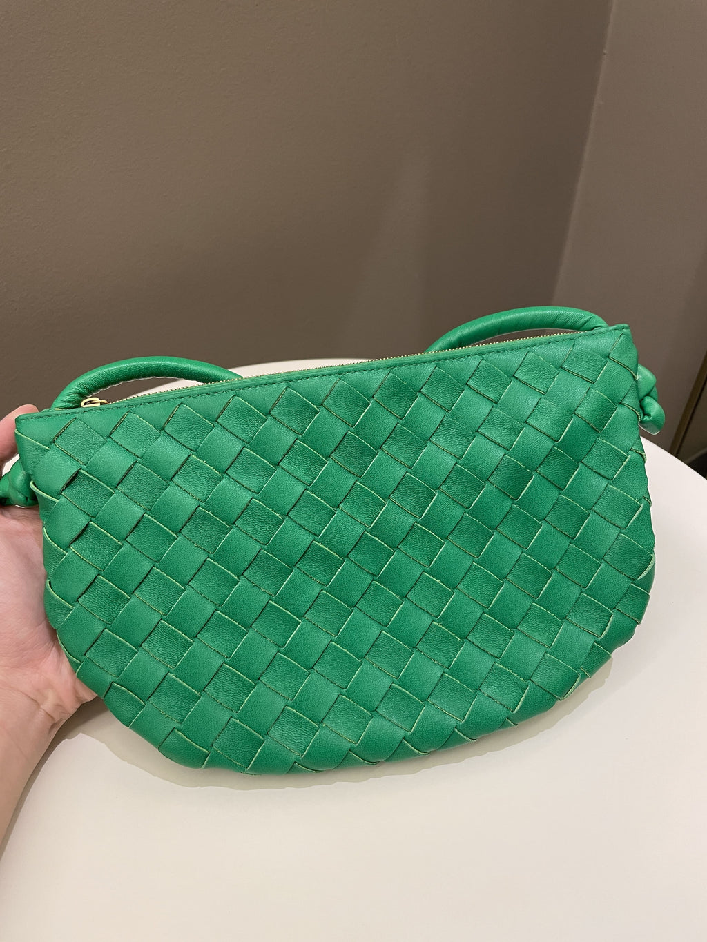 Bottega Small Turn Pouch Parakeet Lambskin