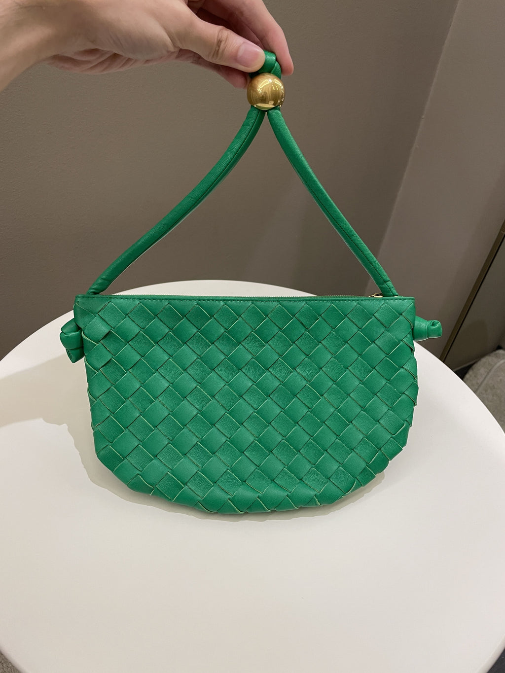 Bottega Small Turn Pouch Parakeet Lambskin