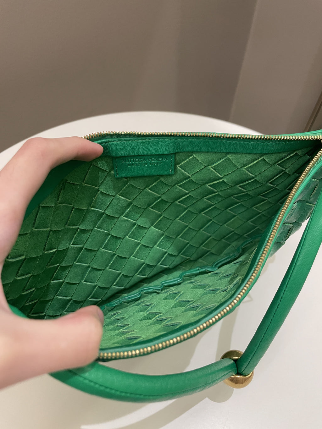 Bottega Small Turn Pouch Parakeet Lambskin