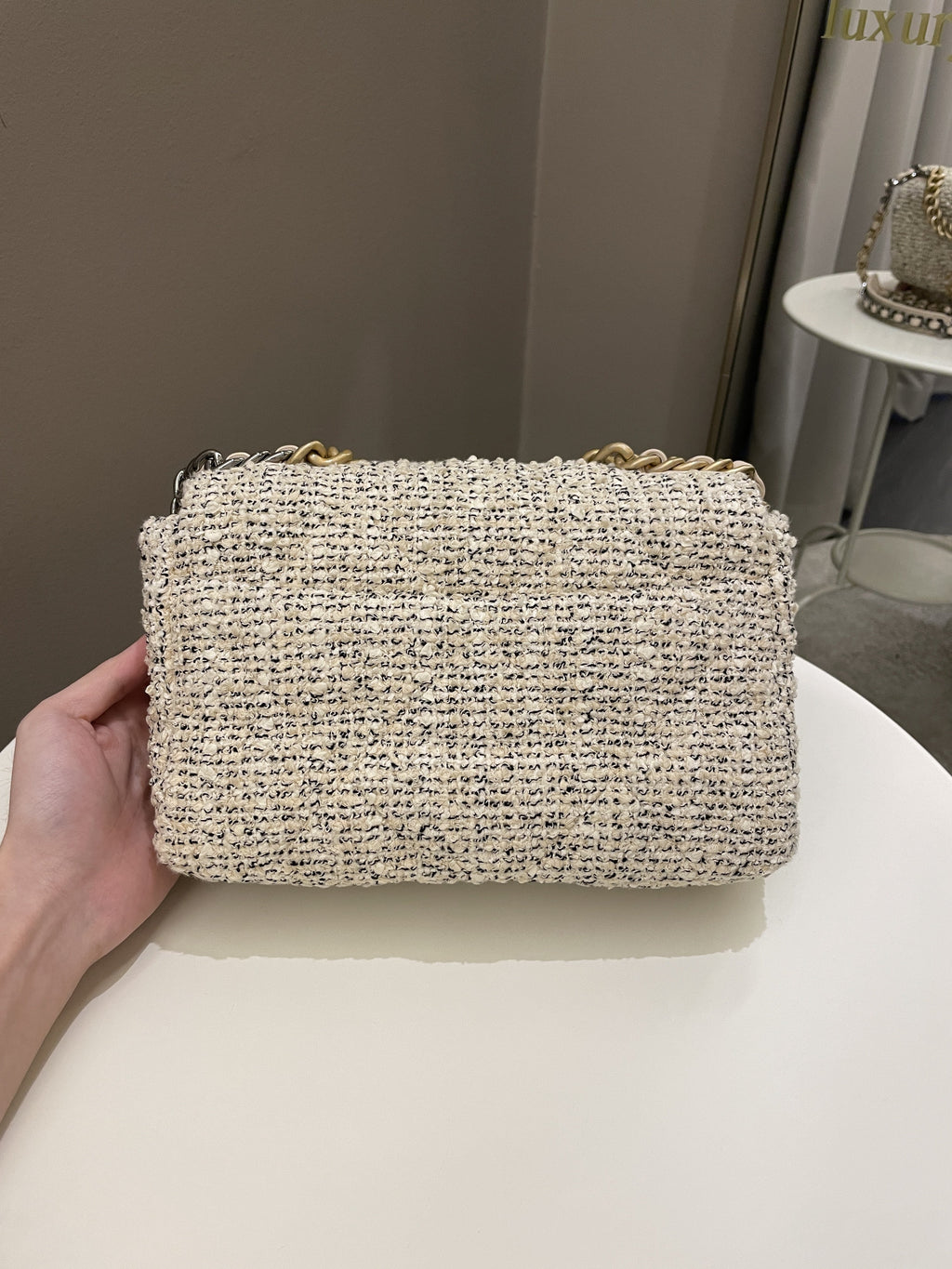 Chanel 19 Flap Bag Cream Tweed