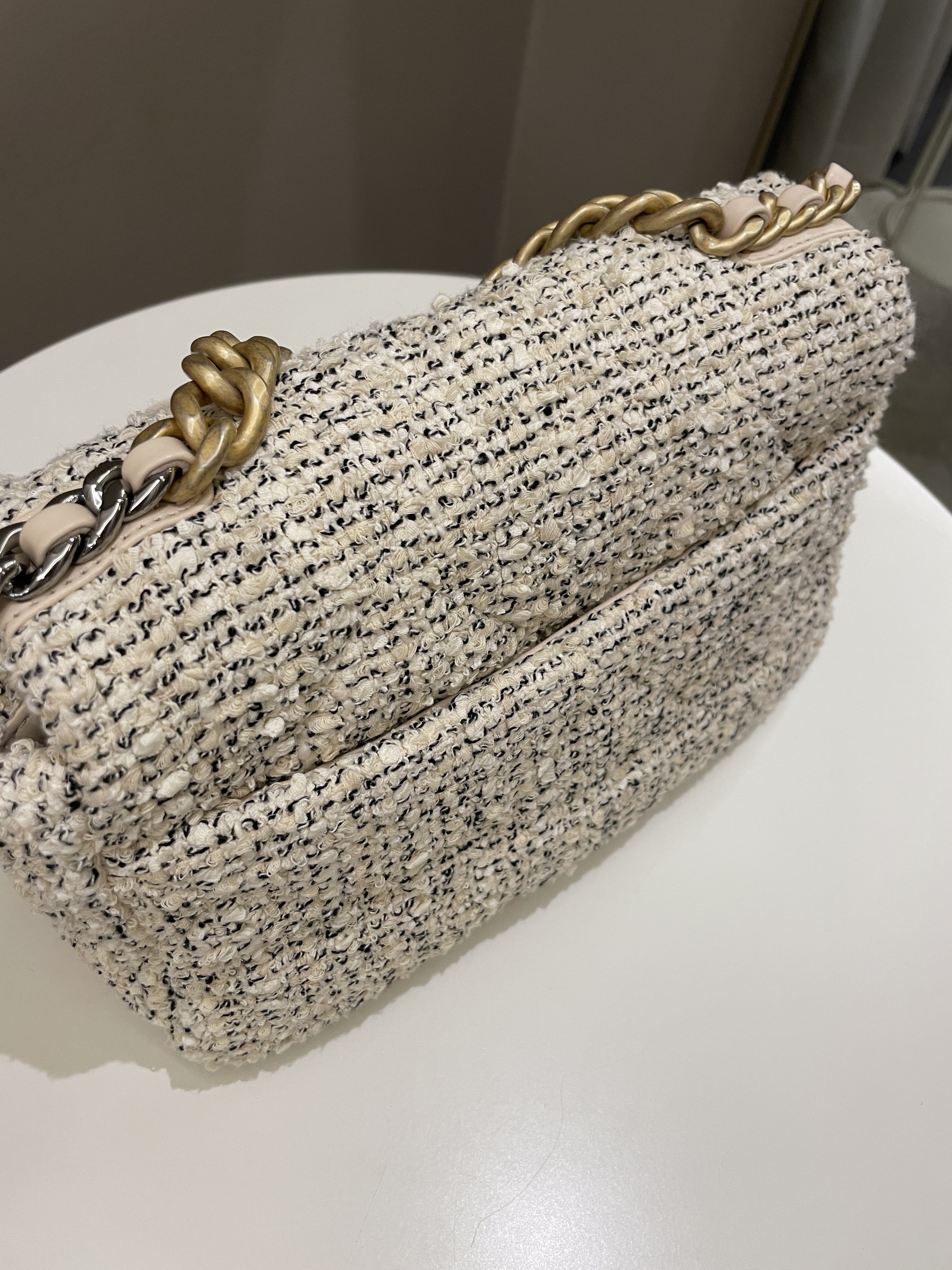 Chanel 19 Flap Bag Cream Tweed