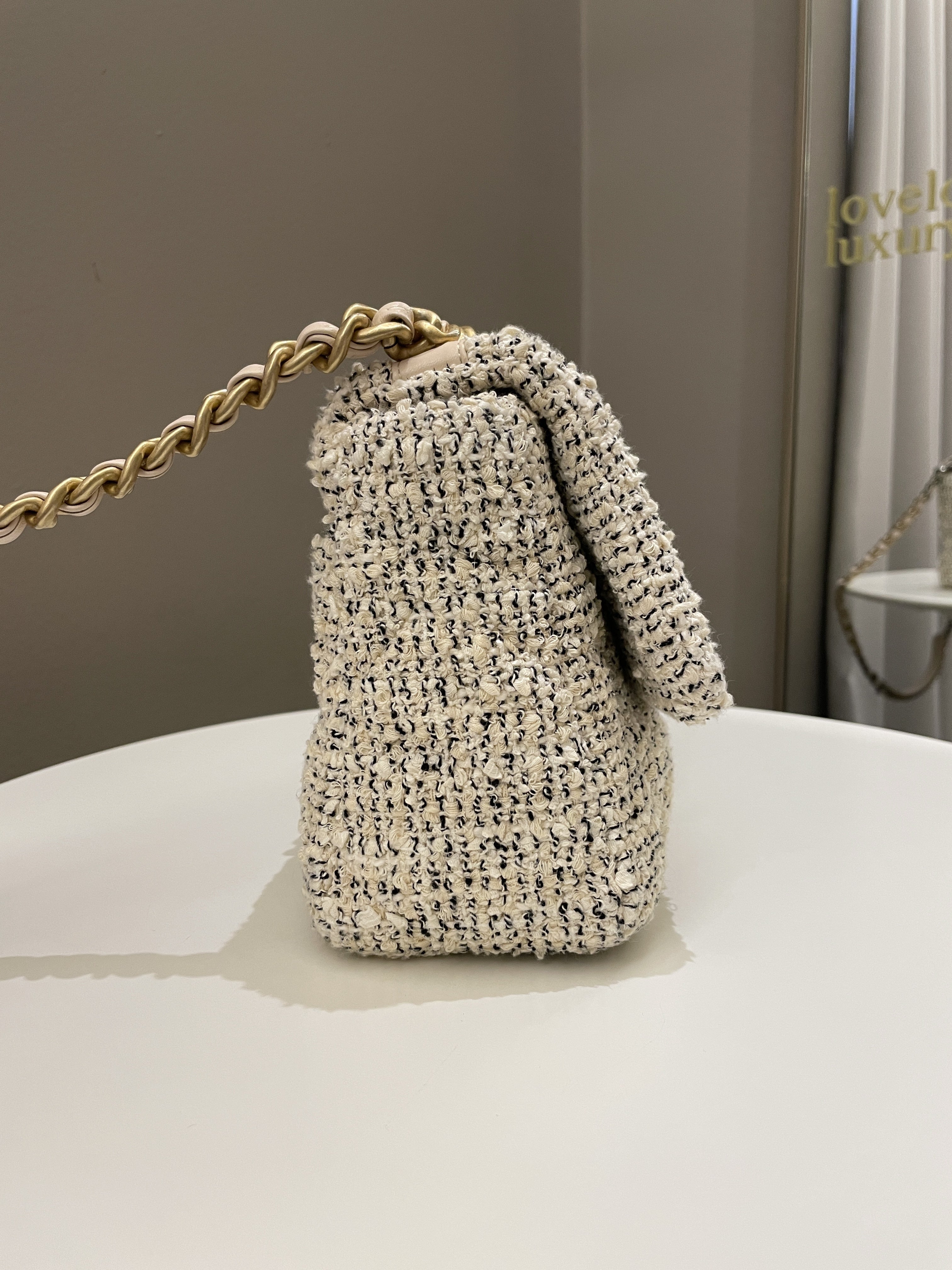 Chanel 19 Flap Bag Cream Tweed