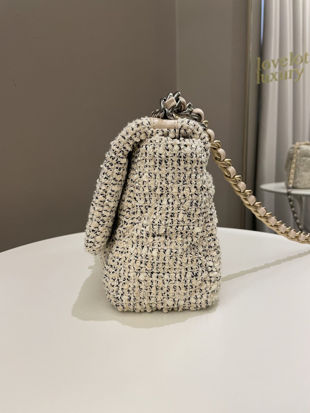 Chanel 19 Flap Bag Cream Tweed