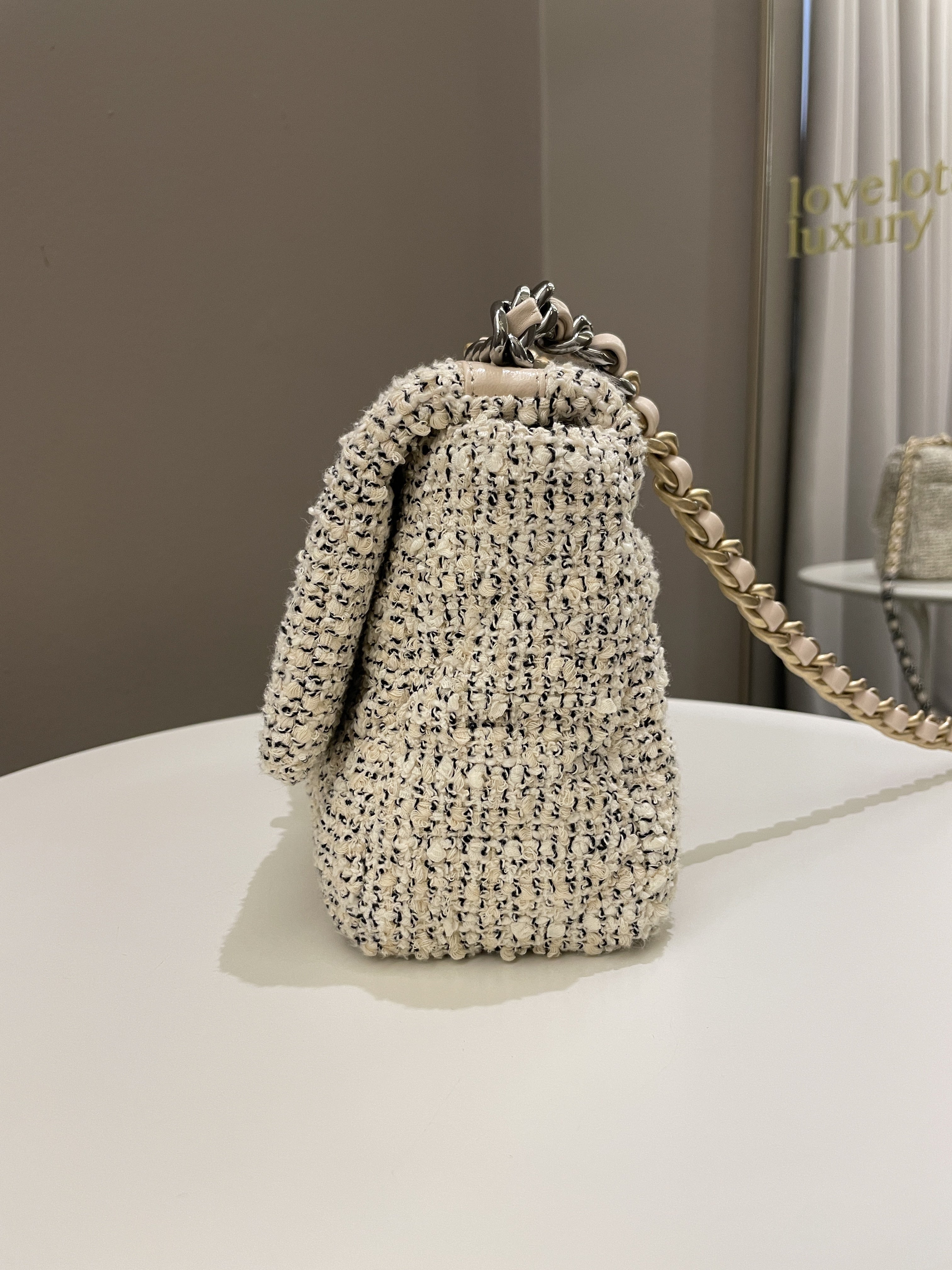 Chanel 19 Flap Bag Cream Tweed