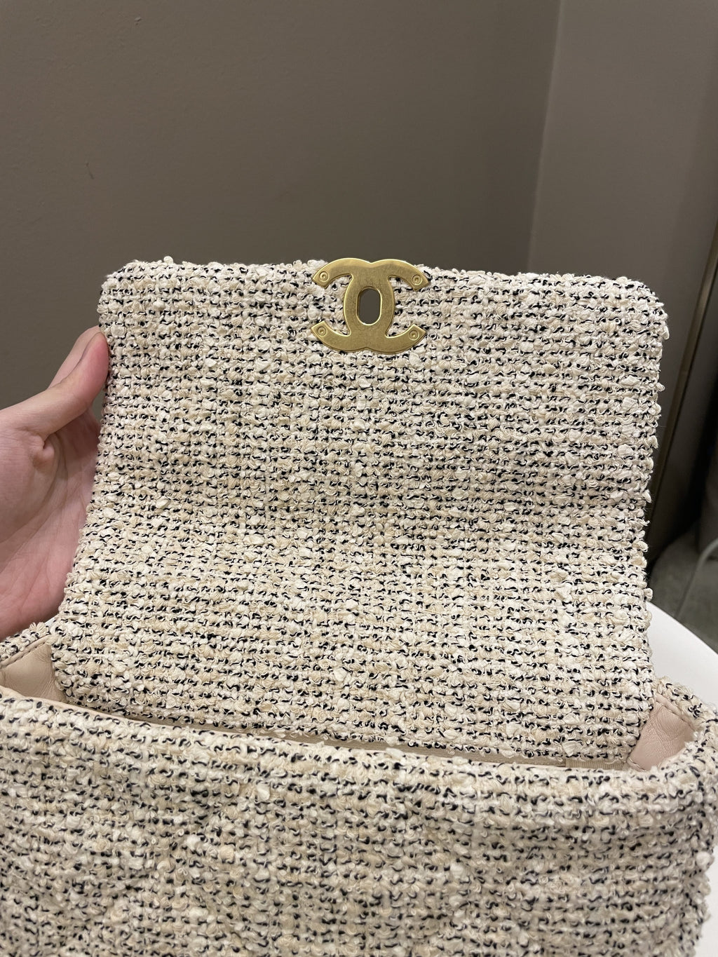 Chanel 19 Flap Bag Cream Tweed
