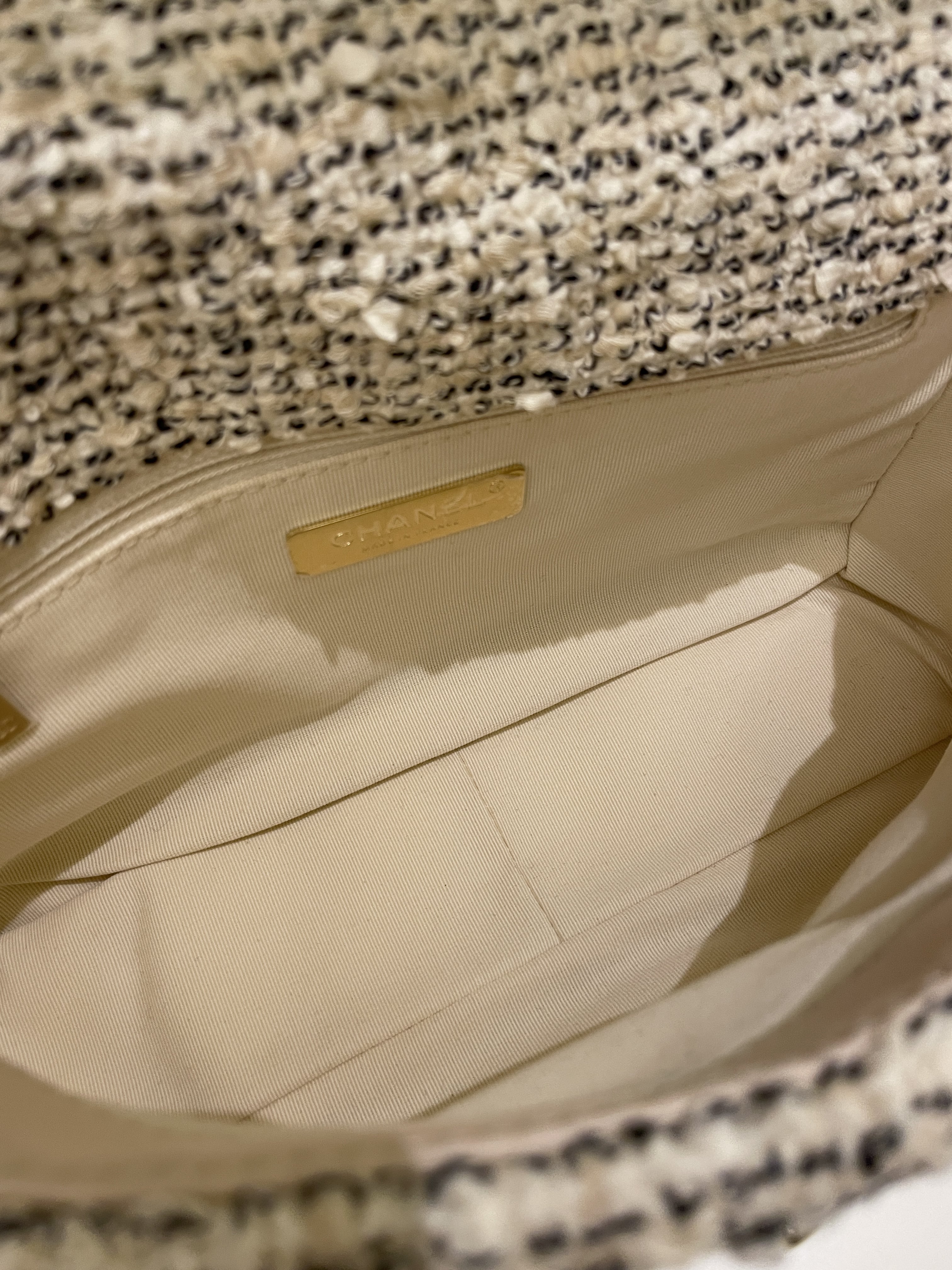 Chanel 19 Flap Bag Cream Tweed
