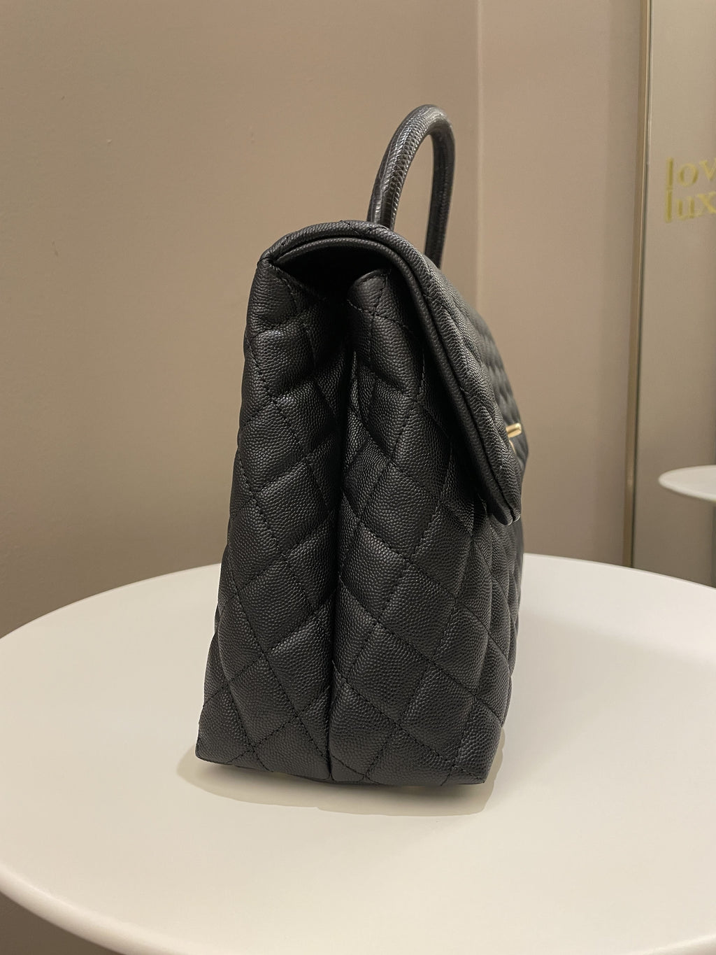 Chanel Classic Quilted Coco Lizard Handle Black Caviar