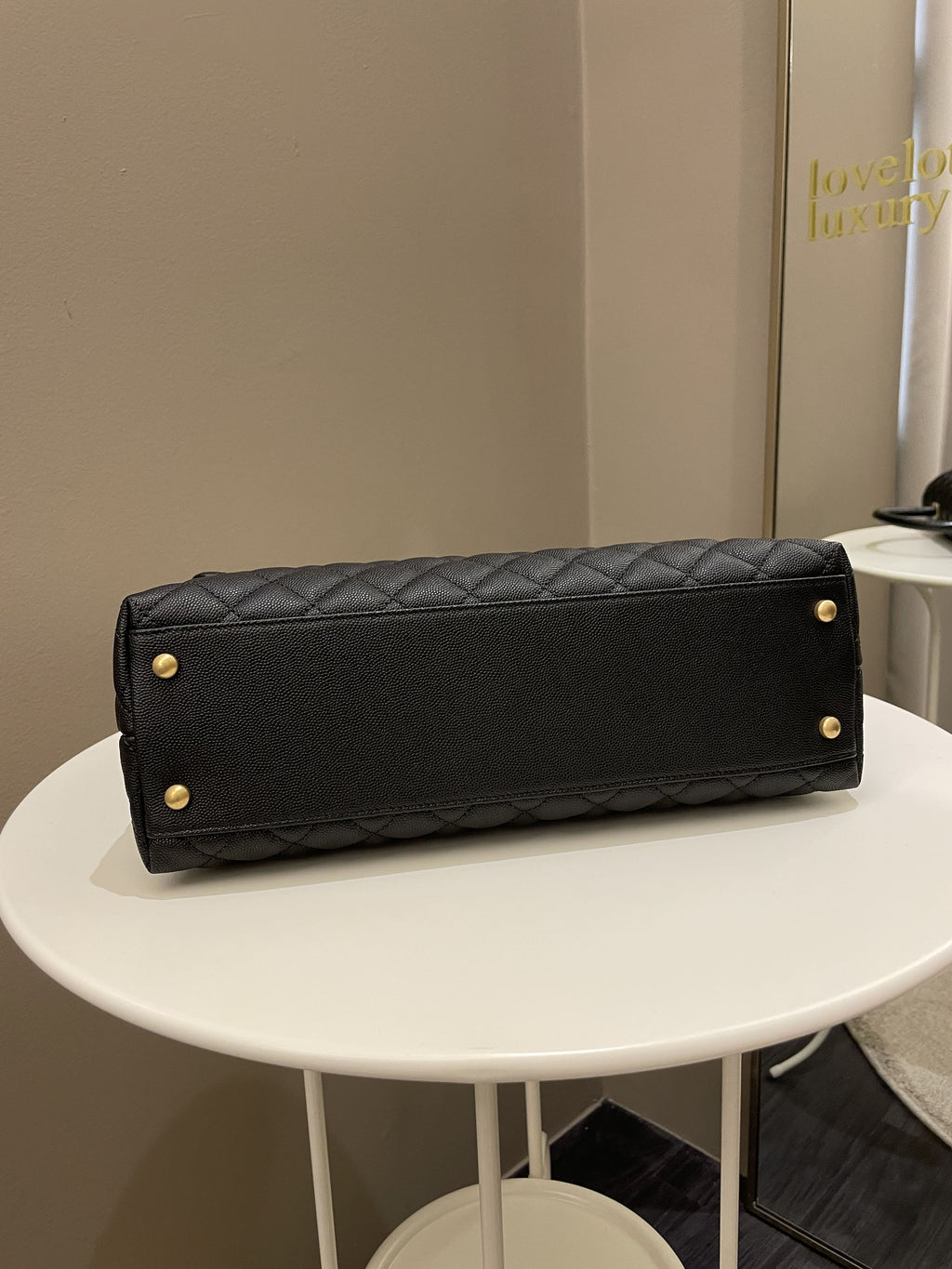 Chanel Classic Quilted Coco Lizard Handle Black Caviar