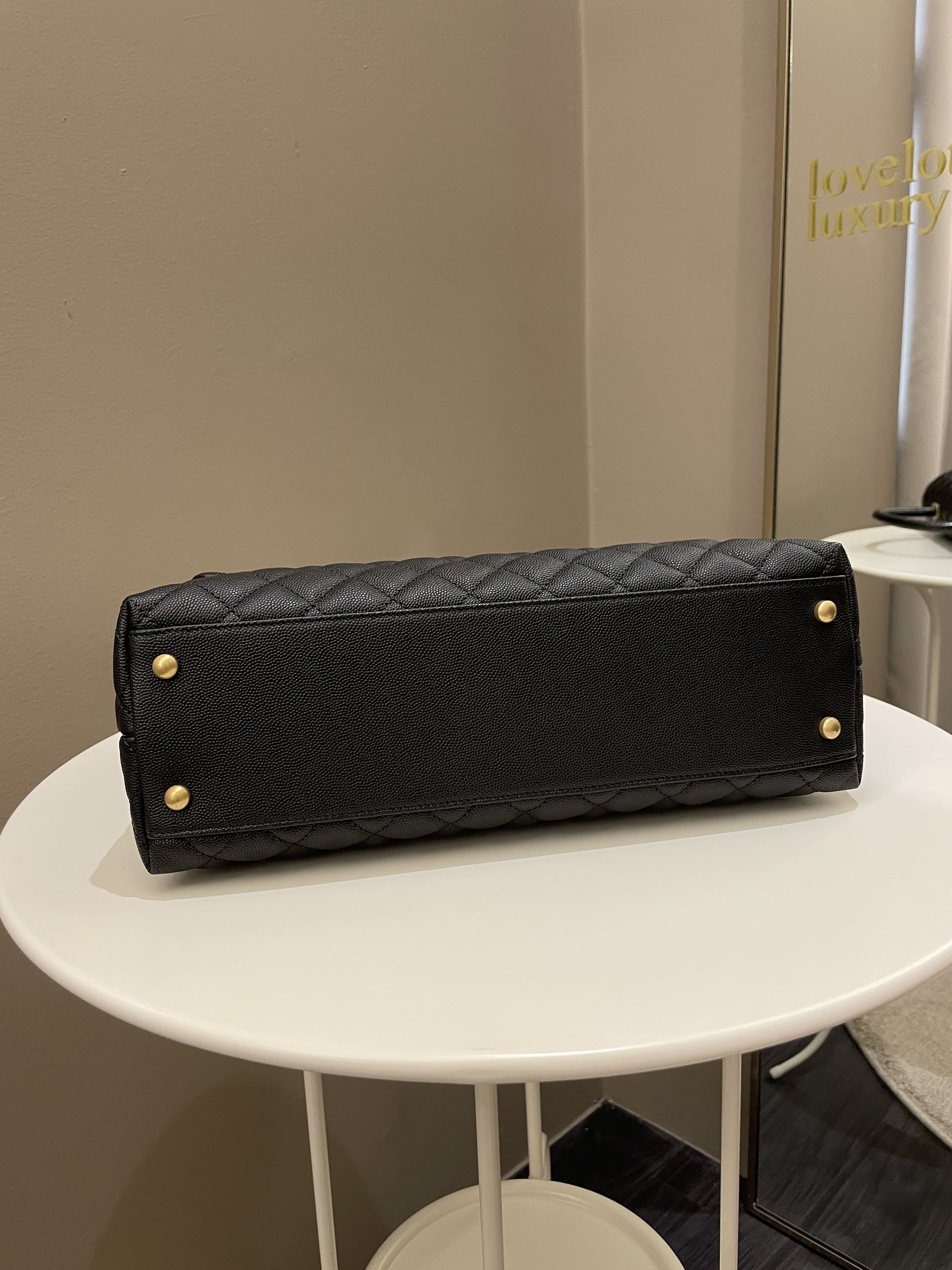 Chanel Classic Quilted Coco Lizard Handle Black Caviar