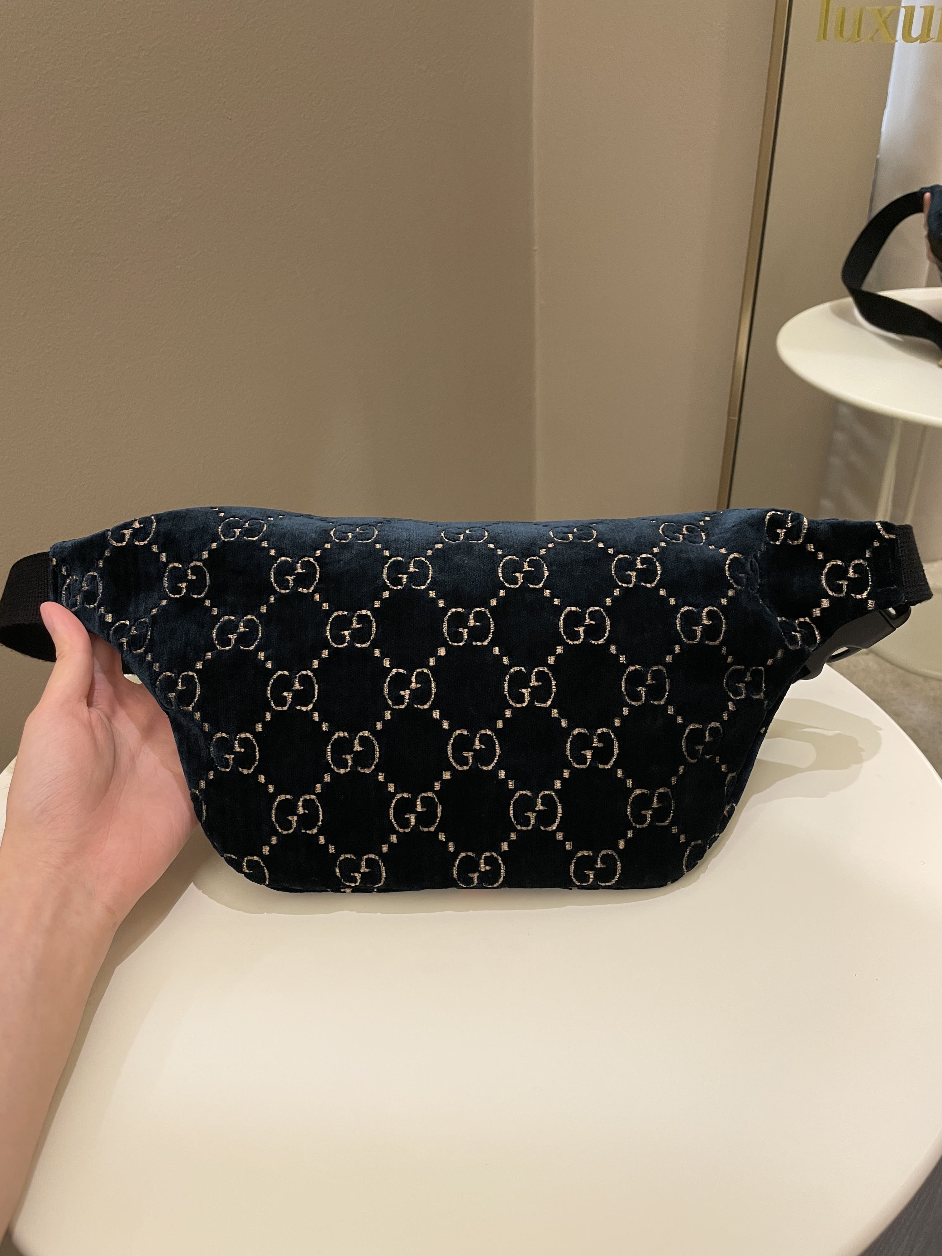 Gucci Marmont Belt Bag Navy Velvet