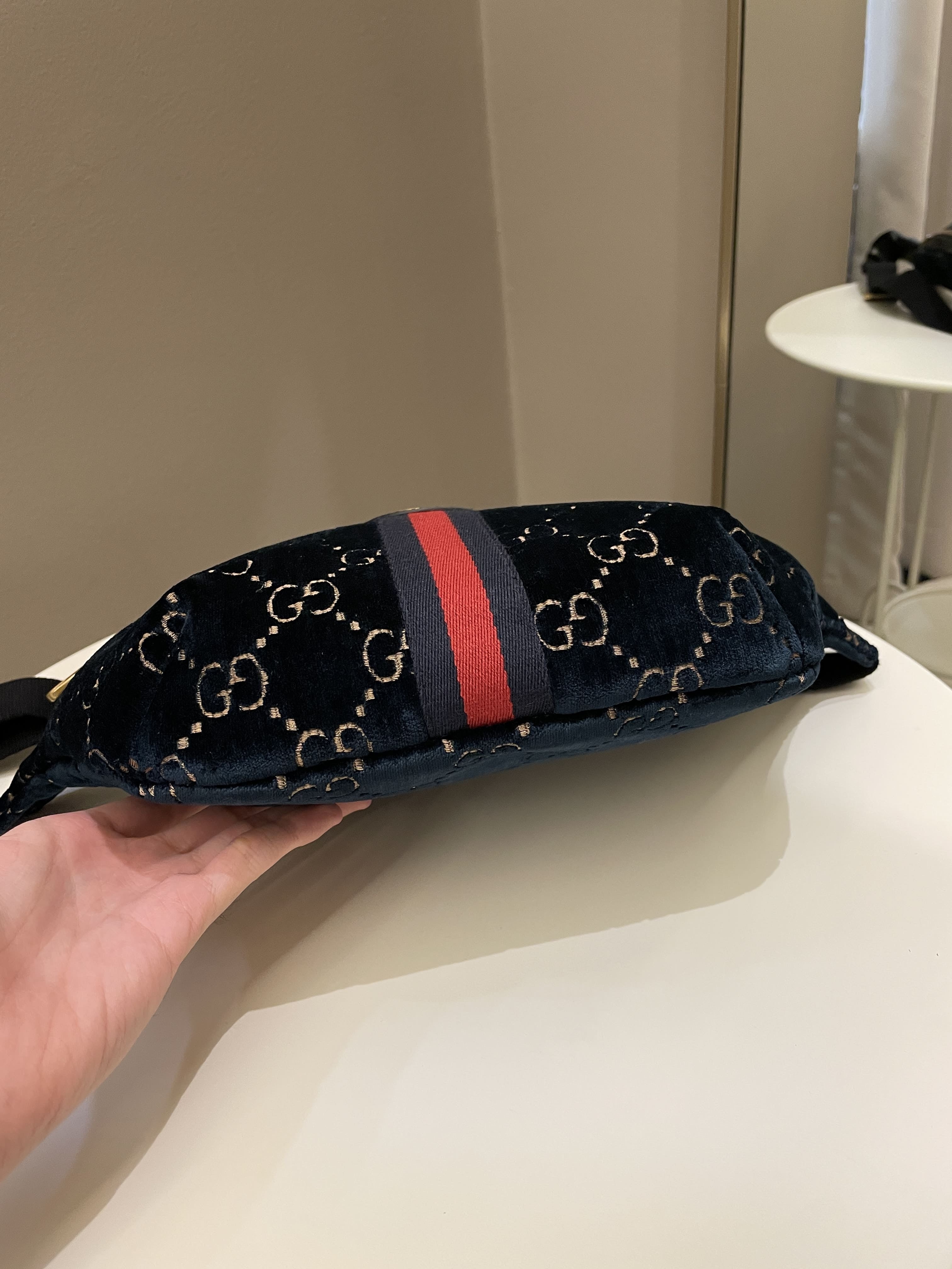 Gucci Marmont Belt Bag Navy Velvet