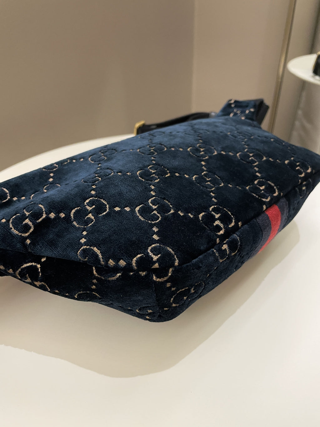 Gucci Marmont Belt Bag Navy Velvet