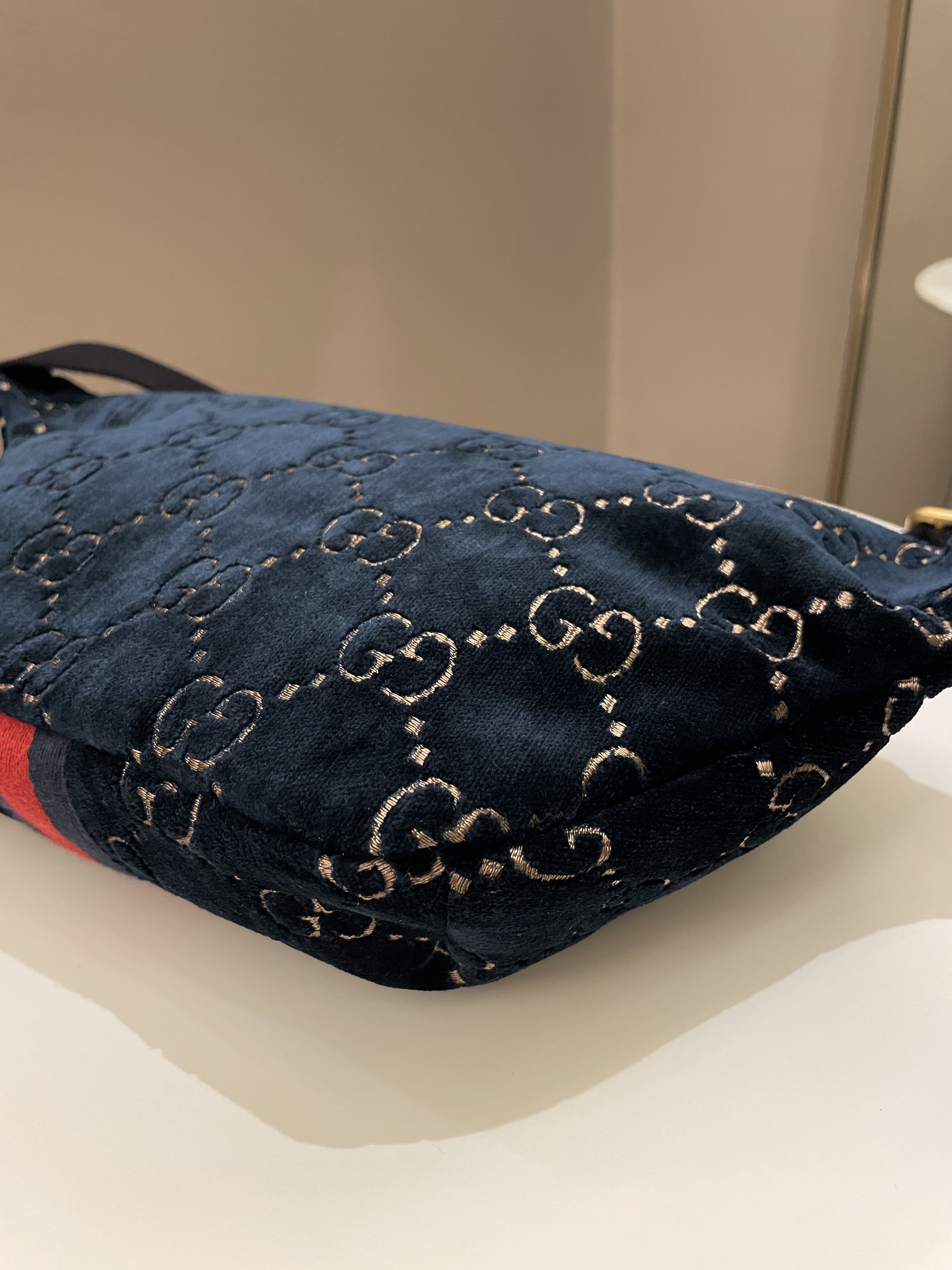 Gucci Marmont Belt Bag Navy Velvet
