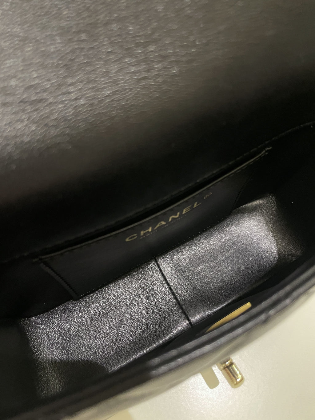 Chanel Chain Around Shoulder Flap Black Coated Lambskin