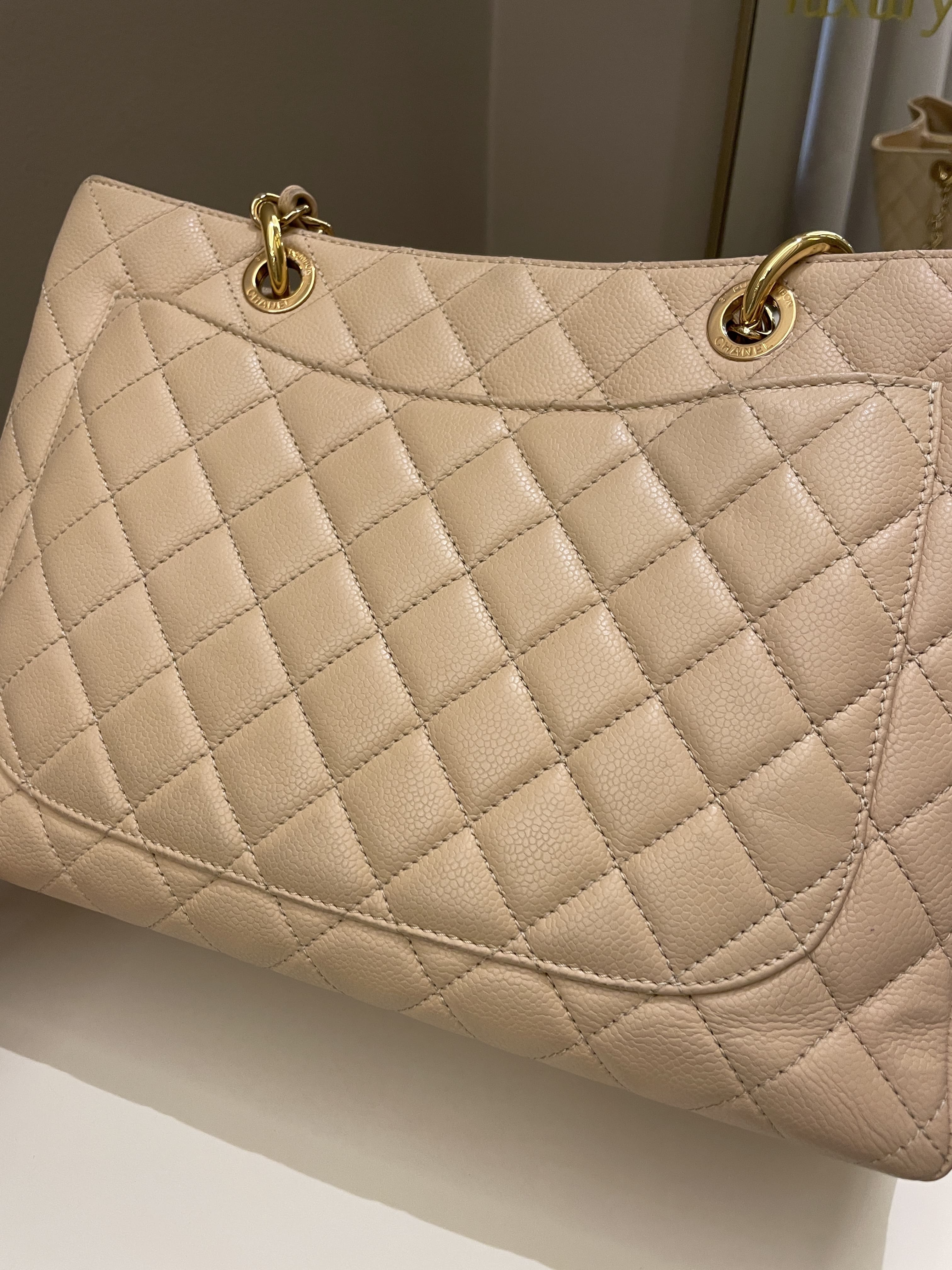Chanel Classic Quilted GST Beige Caviar