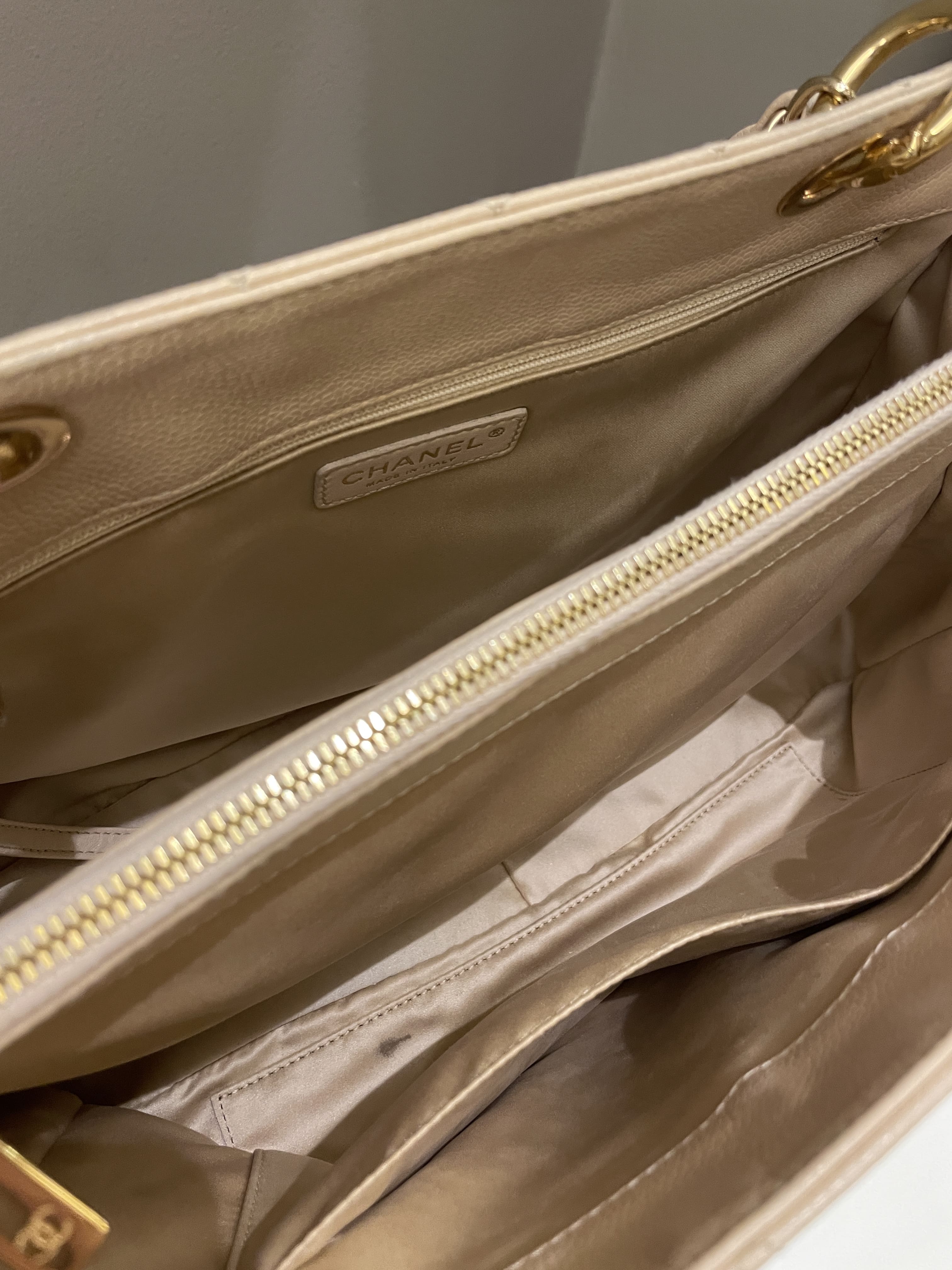 Chanel Classic Quilted GST Beige Caviar