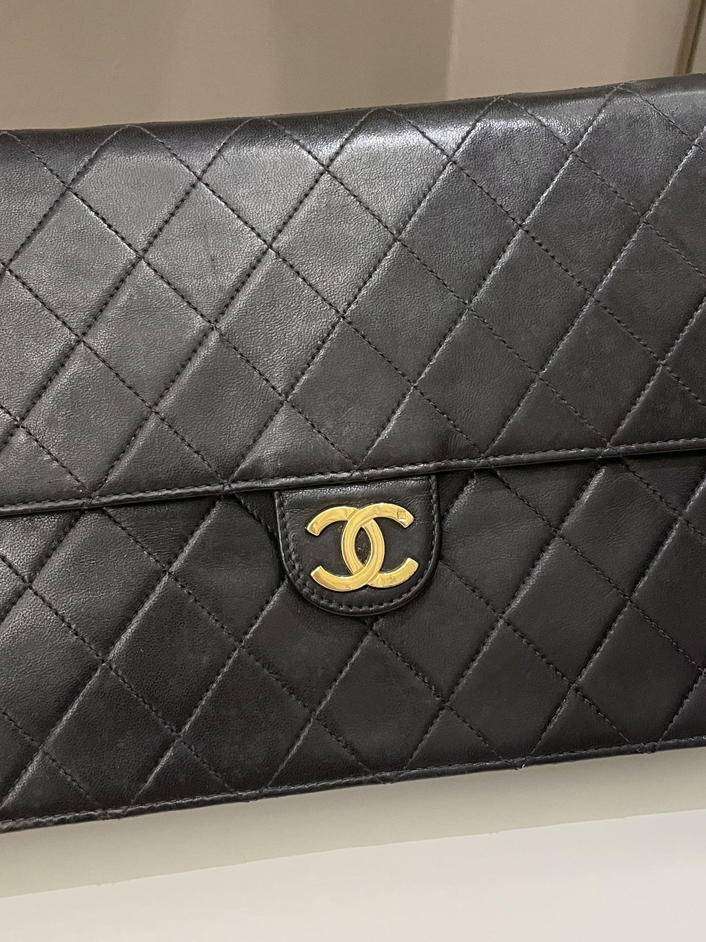 Chanel Vintage Quilted Flap Bag Black Lambskin