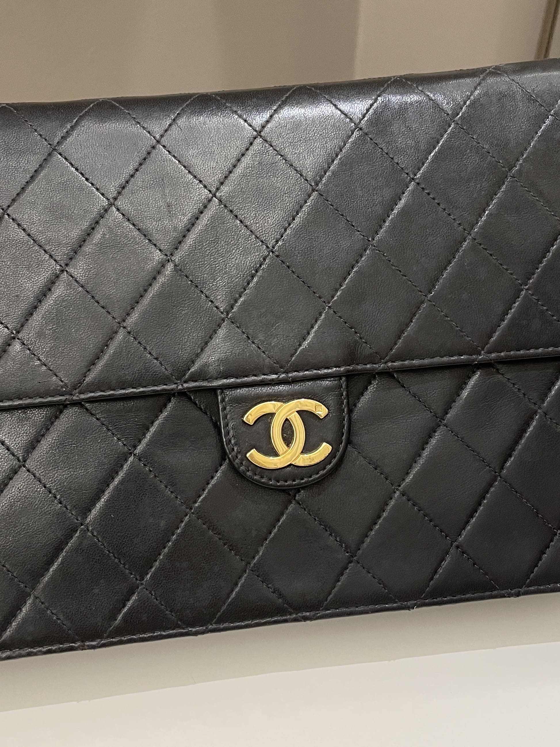 Chanel Vintage Quilted Flap Bag Black Lambskin