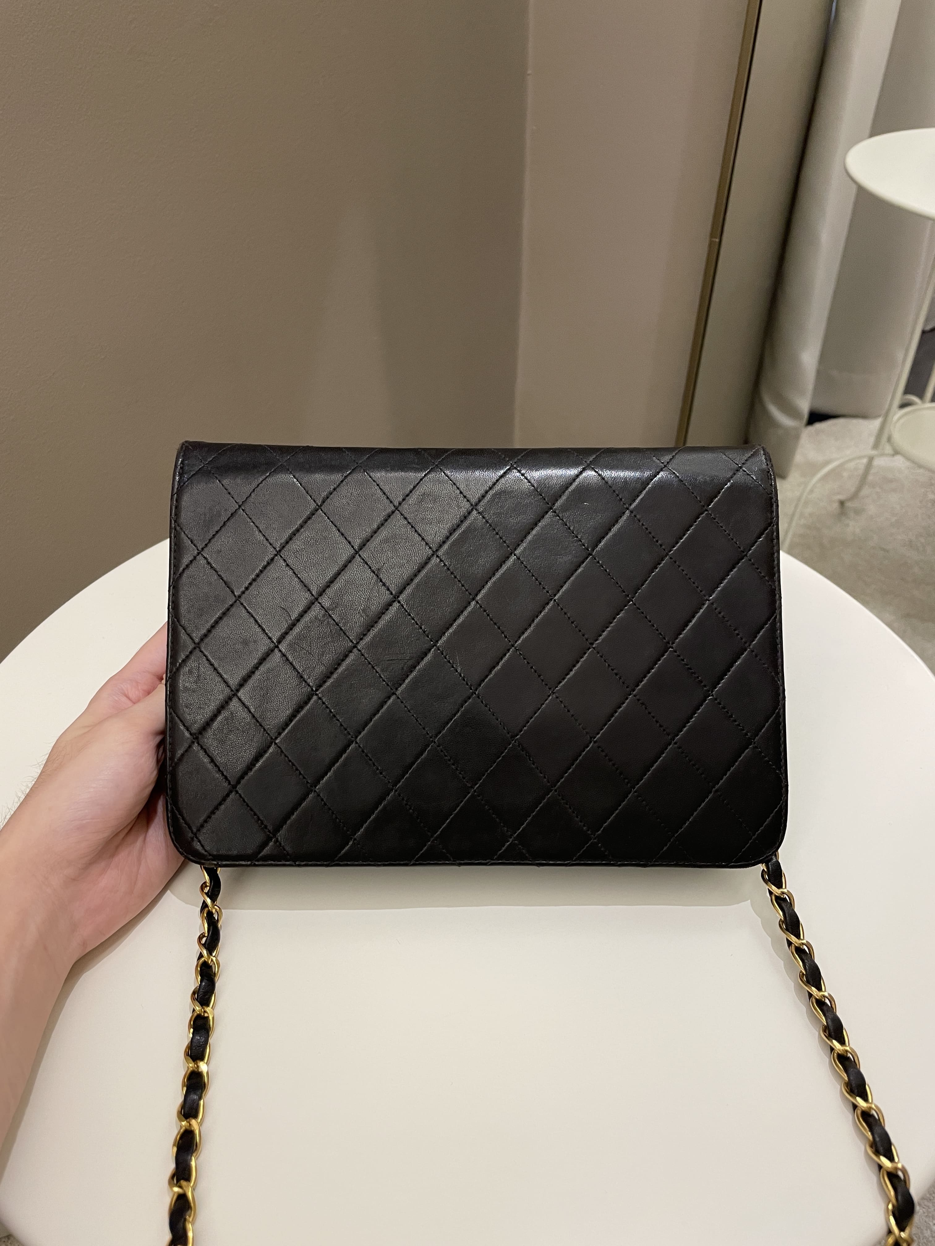 Chanel Vintage Quilted Flap Bag Black Lambskin