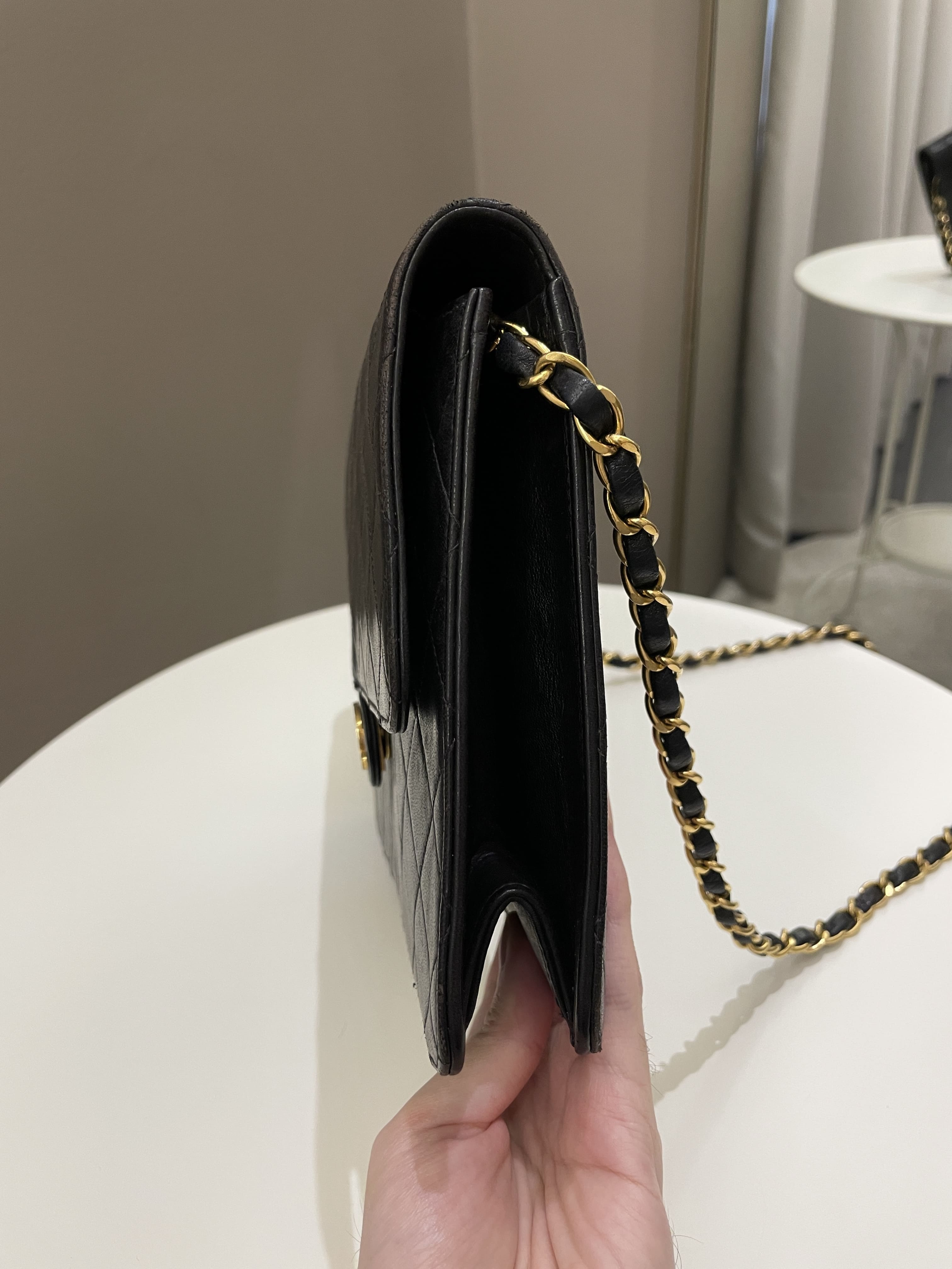 Chanel Vintage Quilted Flap Bag Black Lambskin