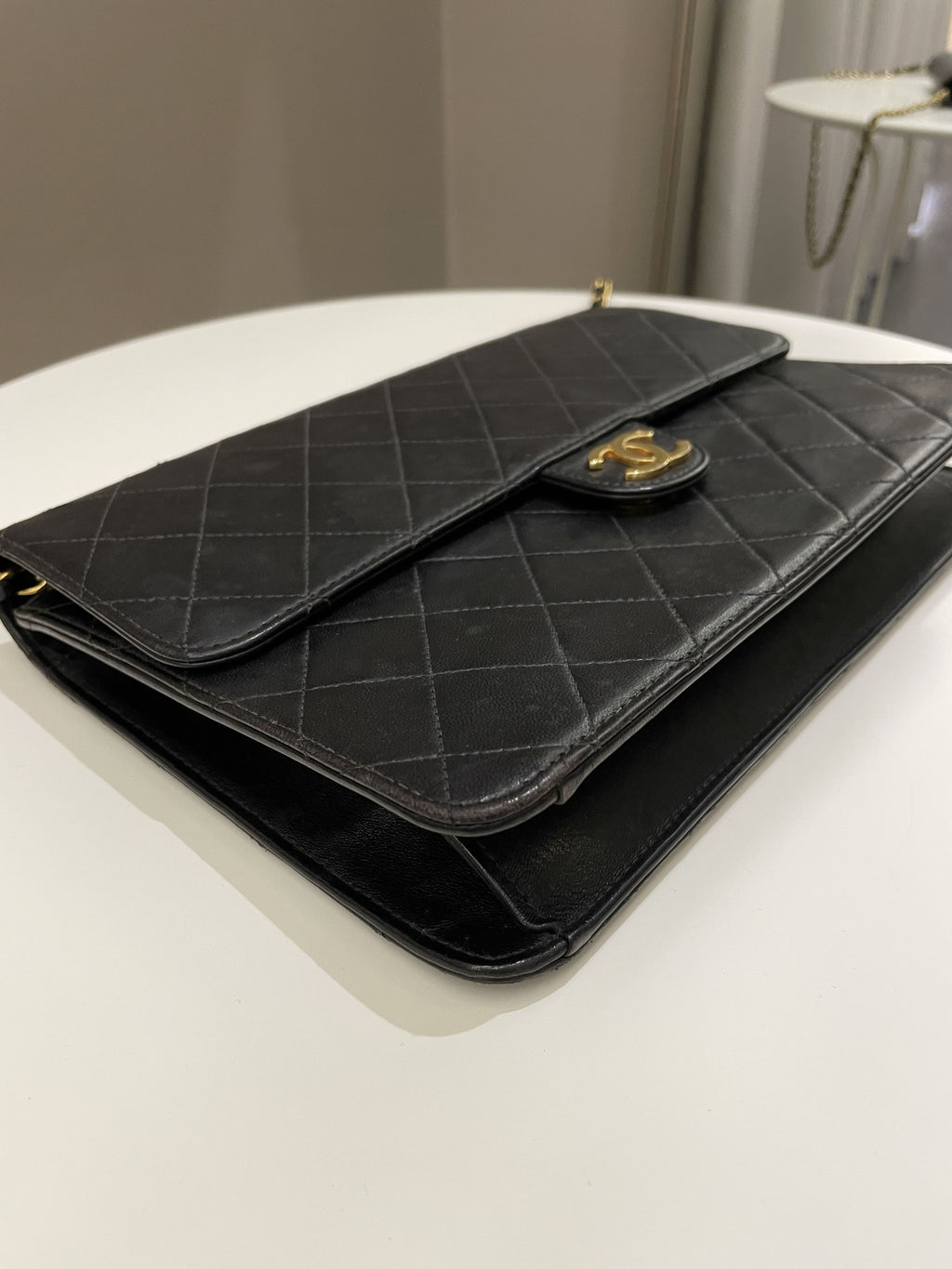 Chanel Vintage Quilted Flap Bag Black Lambskin