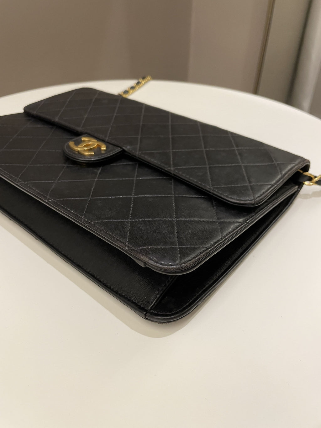 Chanel Vintage Quilted Flap Bag Black Lambskin