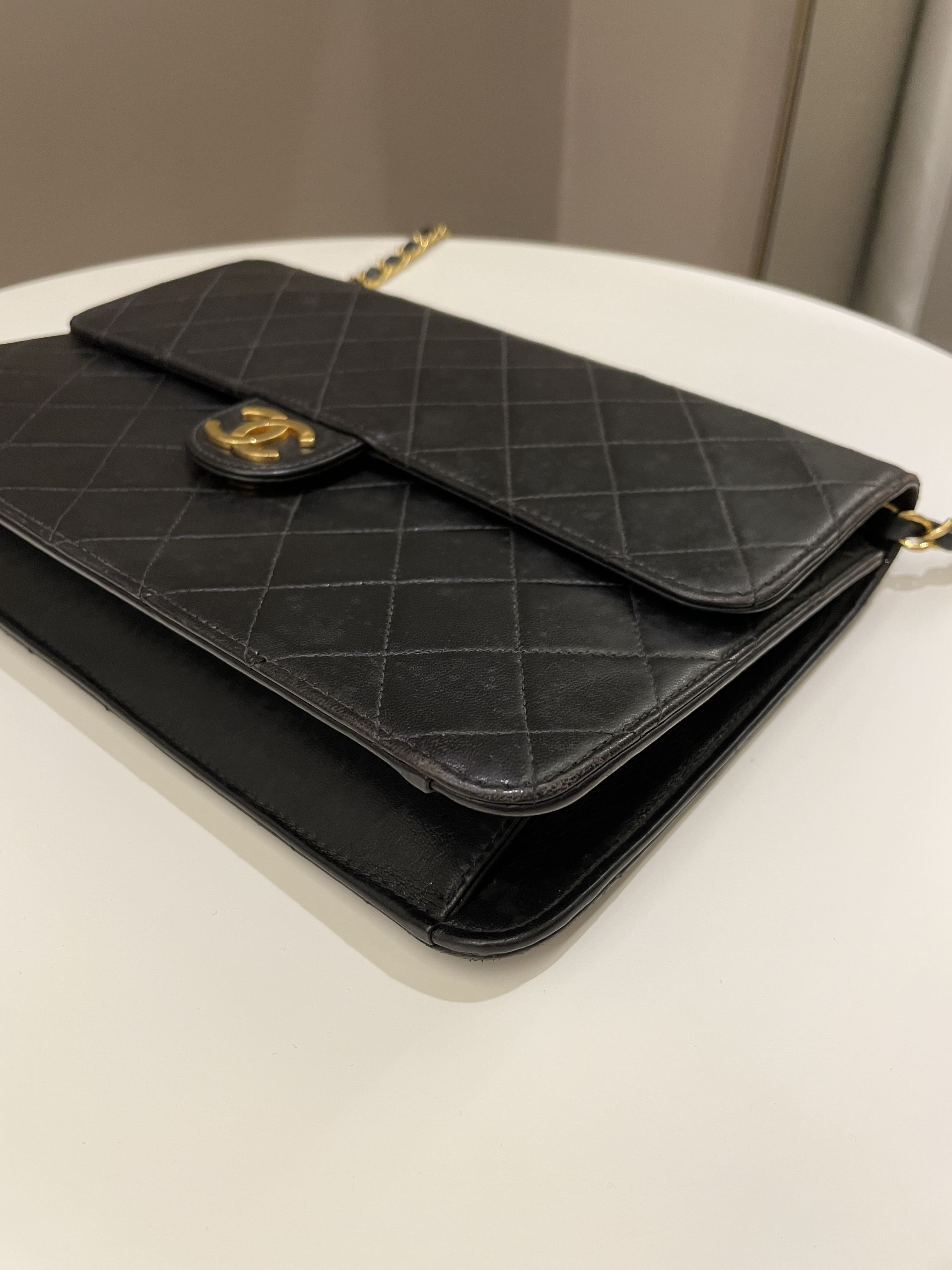 Chanel Vintage Quilted Flap Bag Black Lambskin