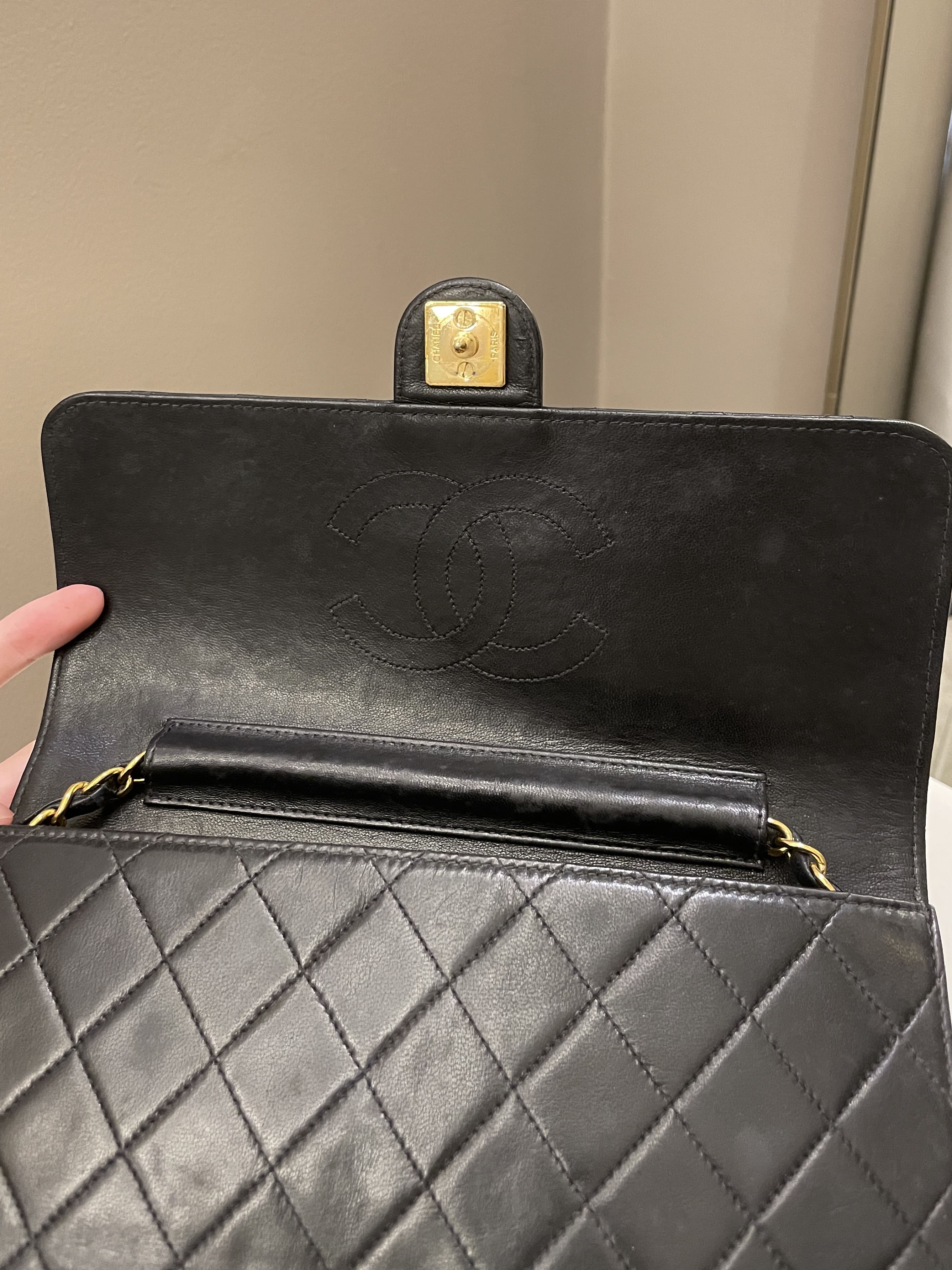 Chanel Vintage Quilted Flap Bag Black Lambskin