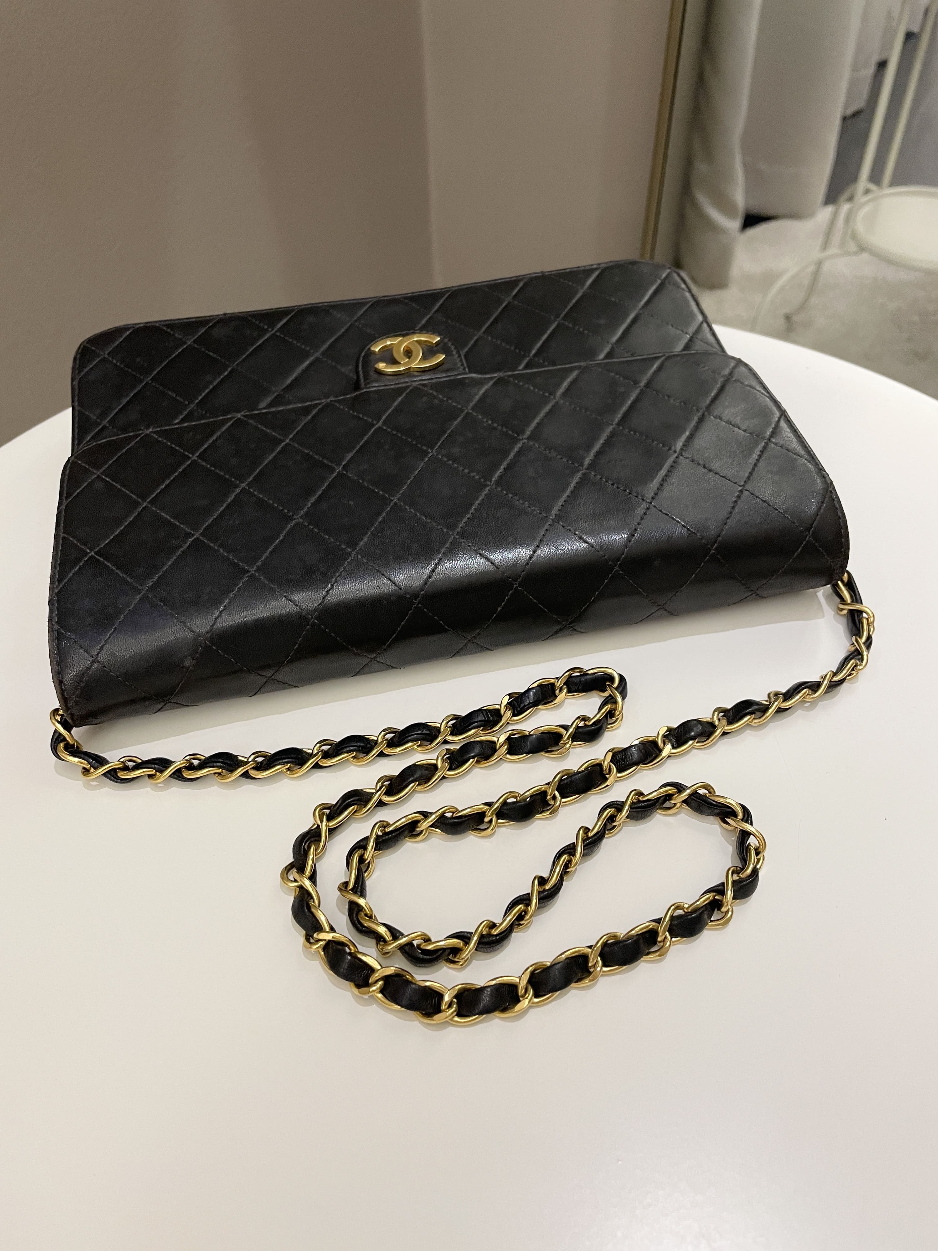 Chanel Vintage Quilted Flap Bag Black Lambskin