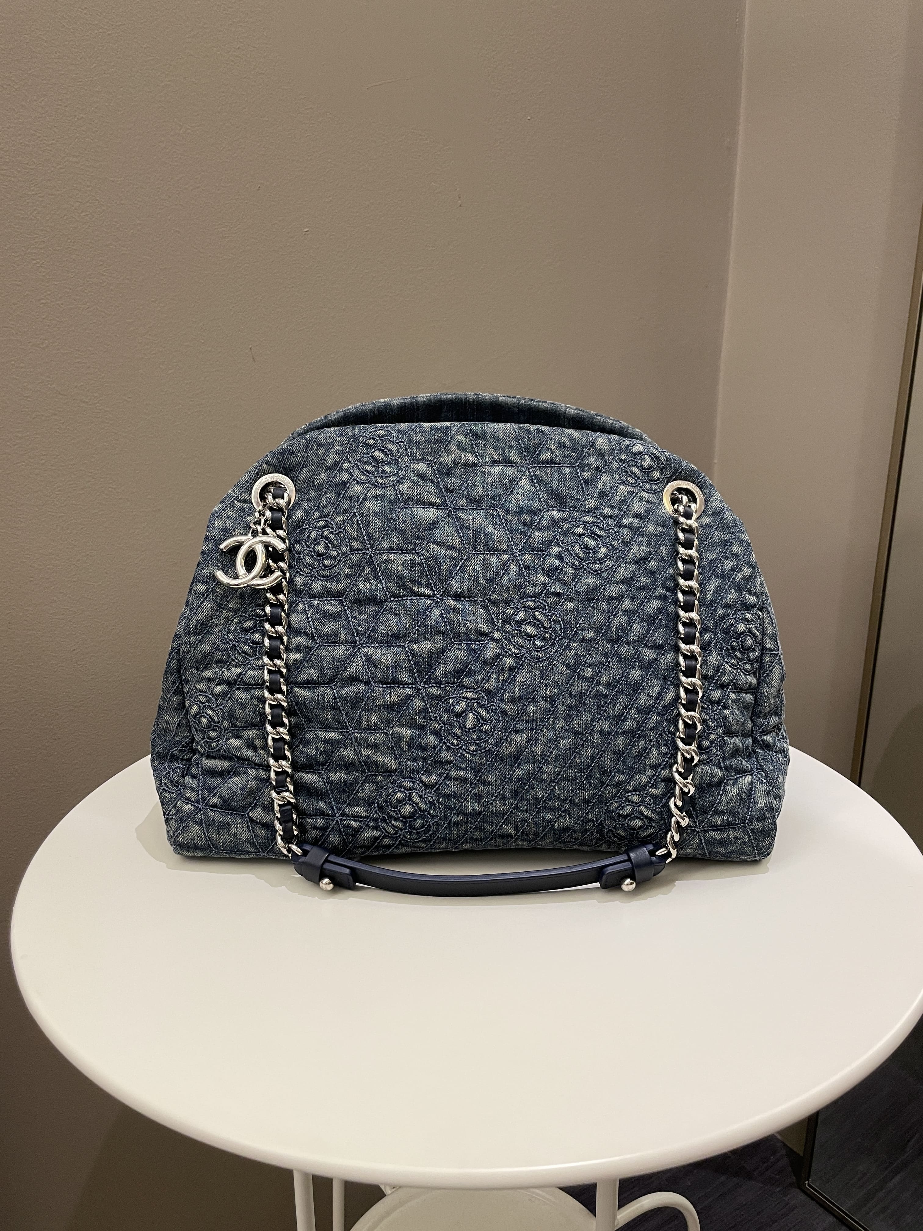 Chanel Camellia Mademoiselle Bag Blue Denim