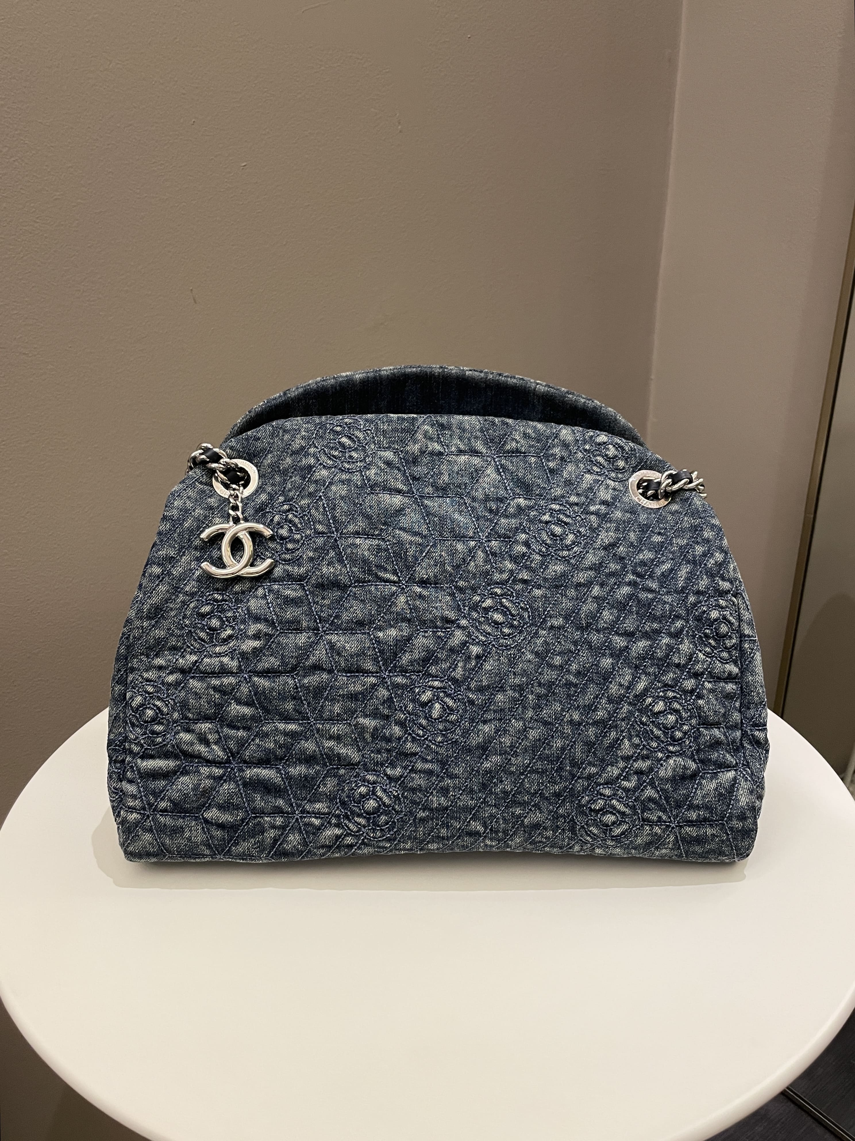 Chanel Camellia Mademoiselle Bag Blue Denim