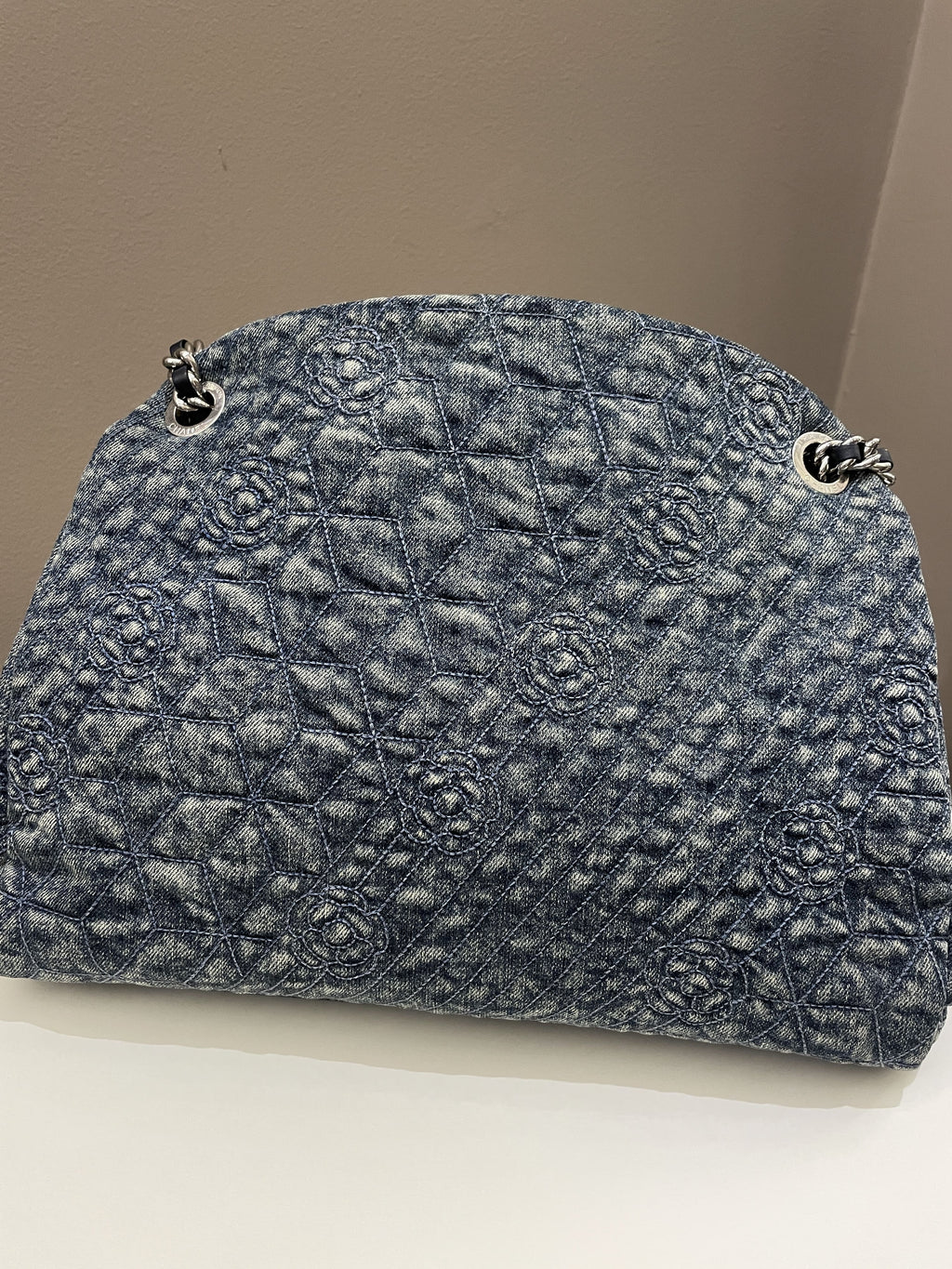 Chanel Camellia Mademoiselle Bag Blue Denim