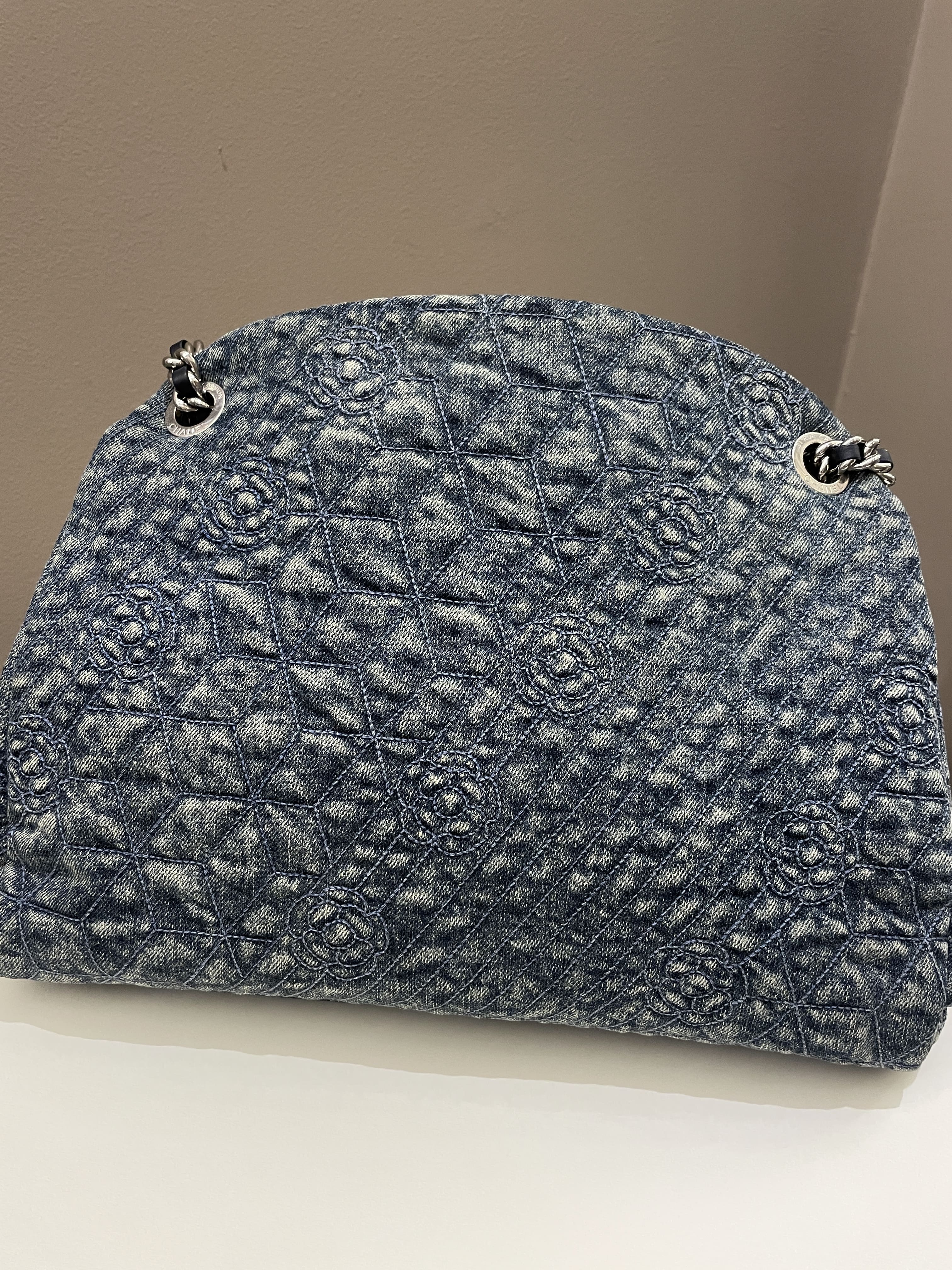 Chanel Camellia Mademoiselle Bag Blue Denim
