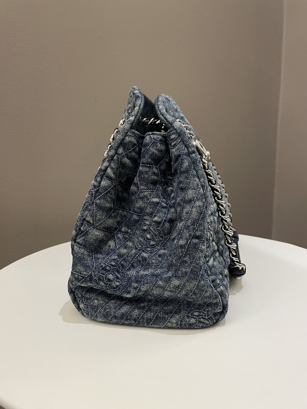 Chanel Camellia Mademoiselle Bag Blue Denim