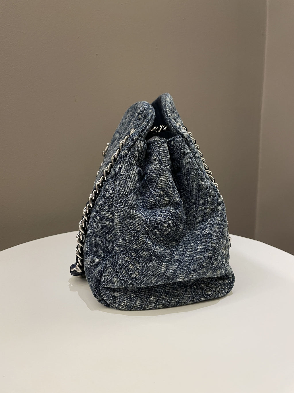 Chanel Camellia Mademoiselle Bag Blue Denim