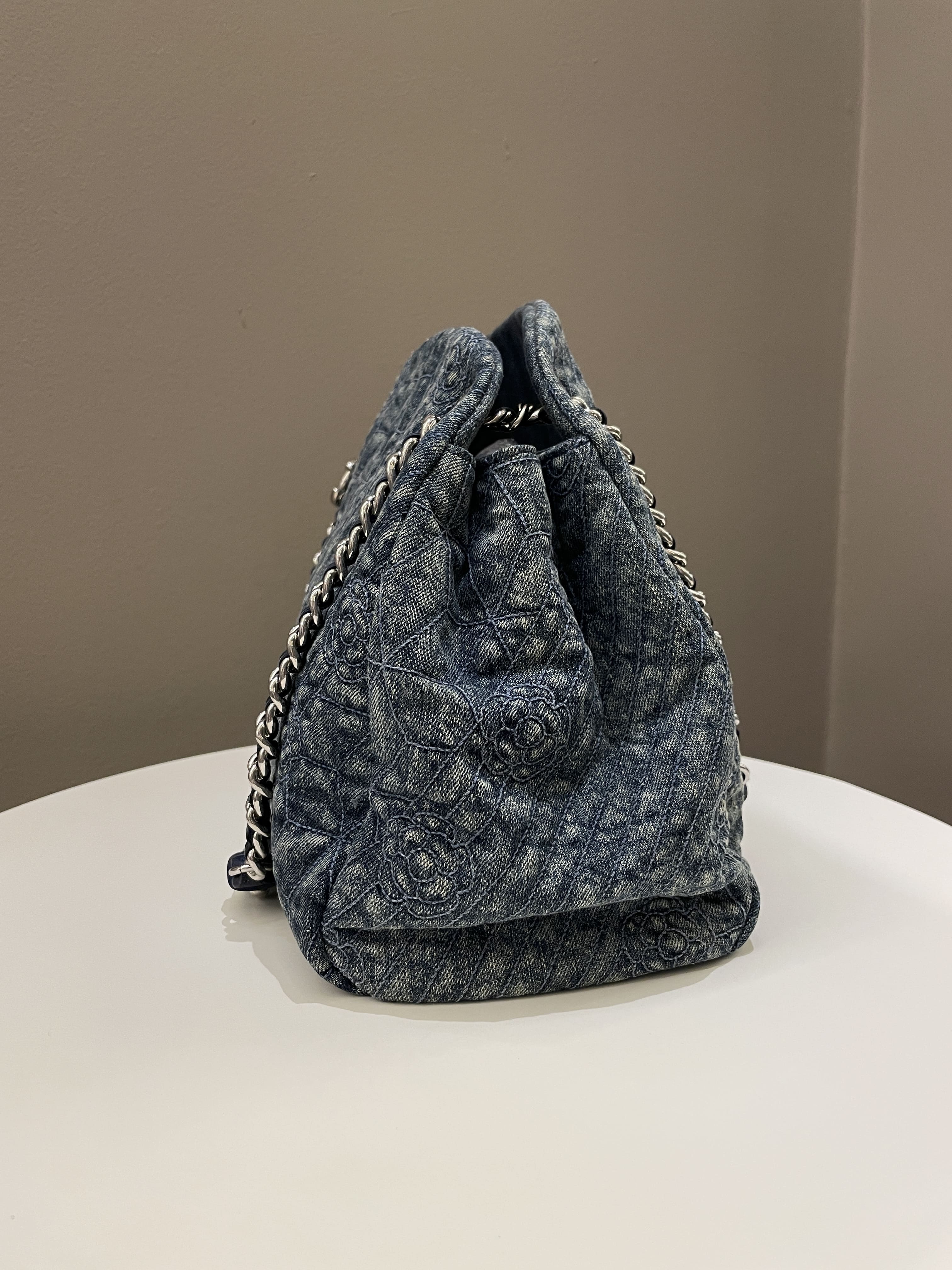 Chanel Camellia Mademoiselle Bag Blue Denim