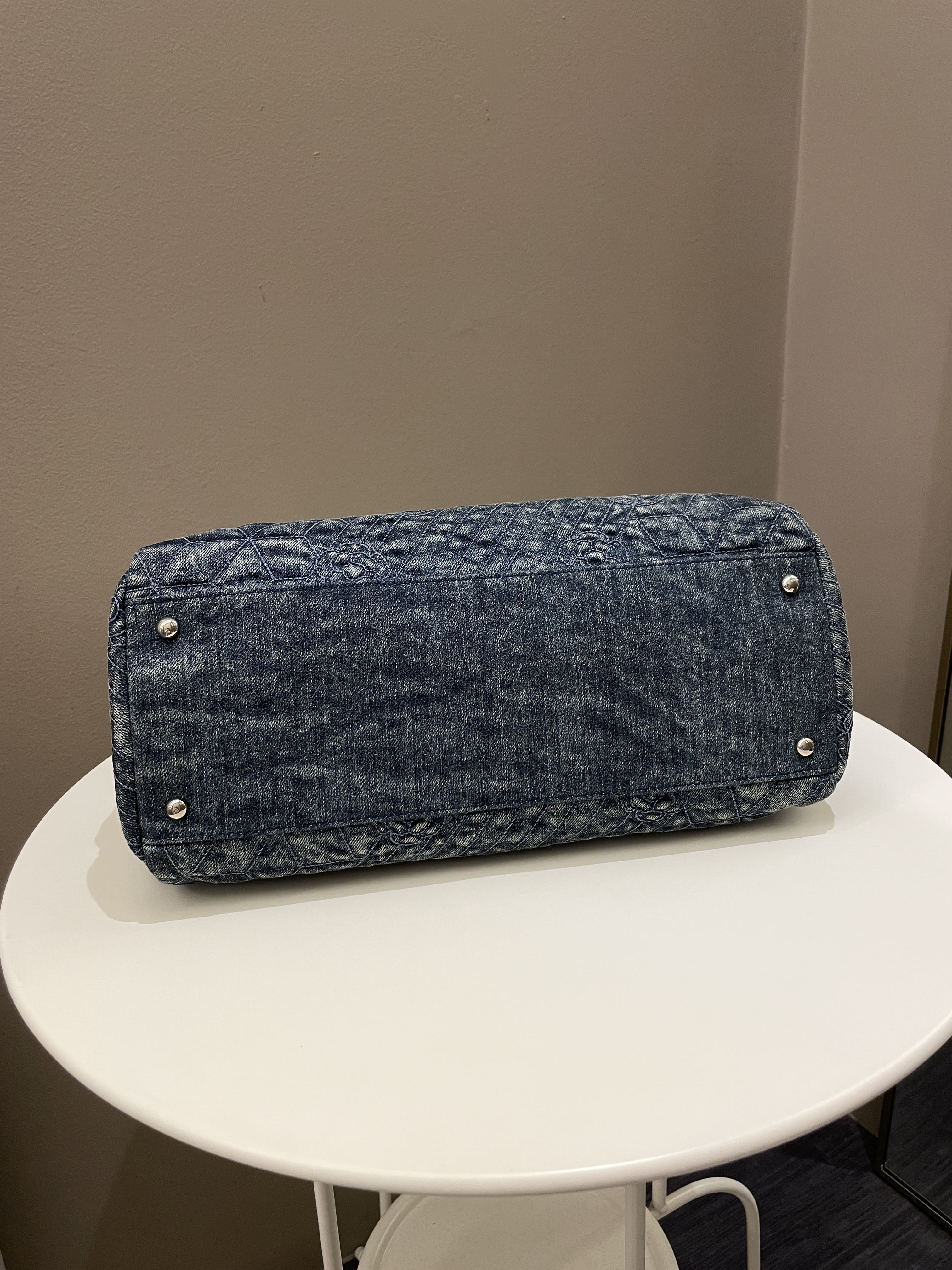 Chanel Camellia Mademoiselle Bag Blue Denim