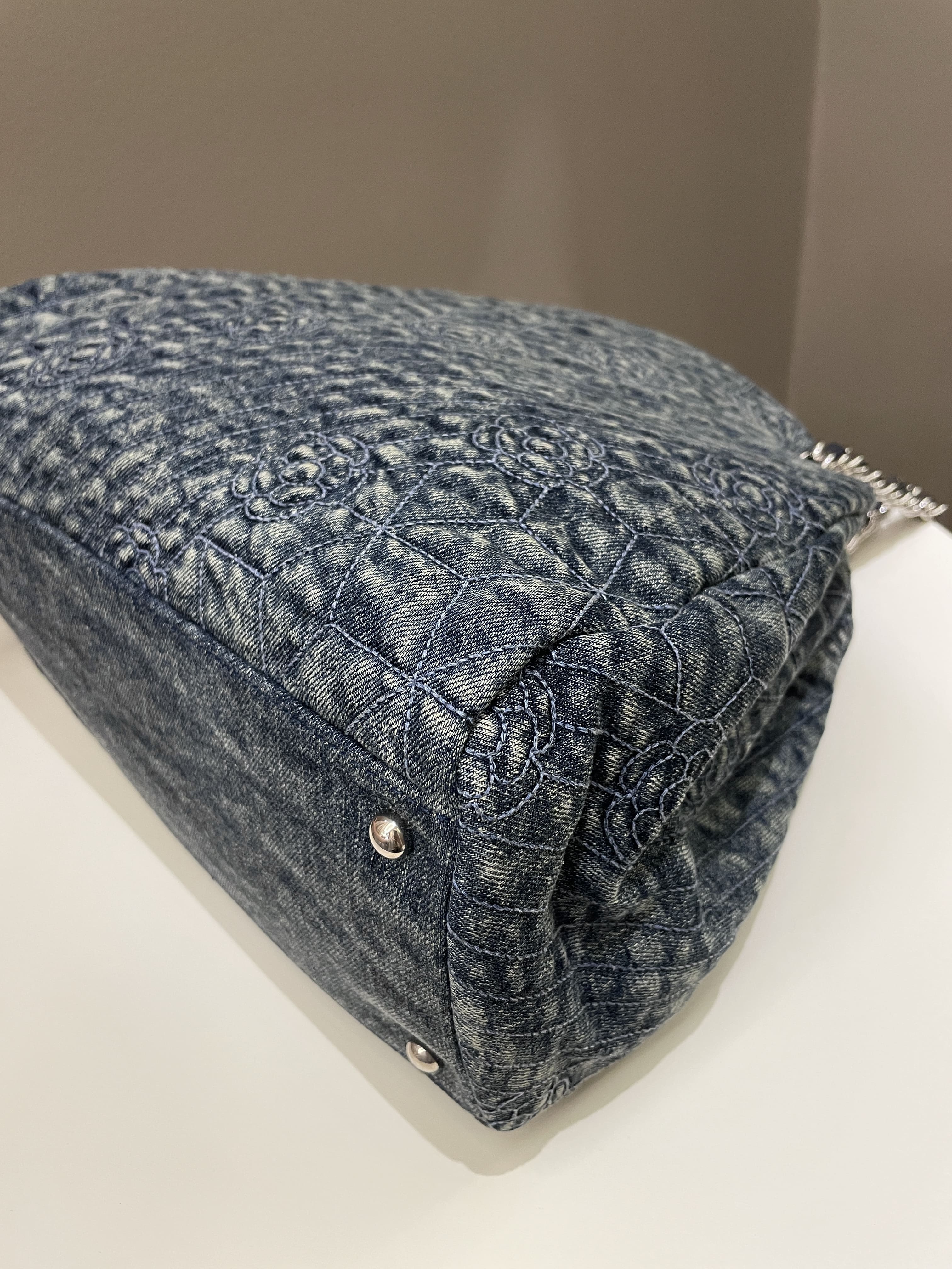 Chanel Camellia Mademoiselle Bag Blue Denim