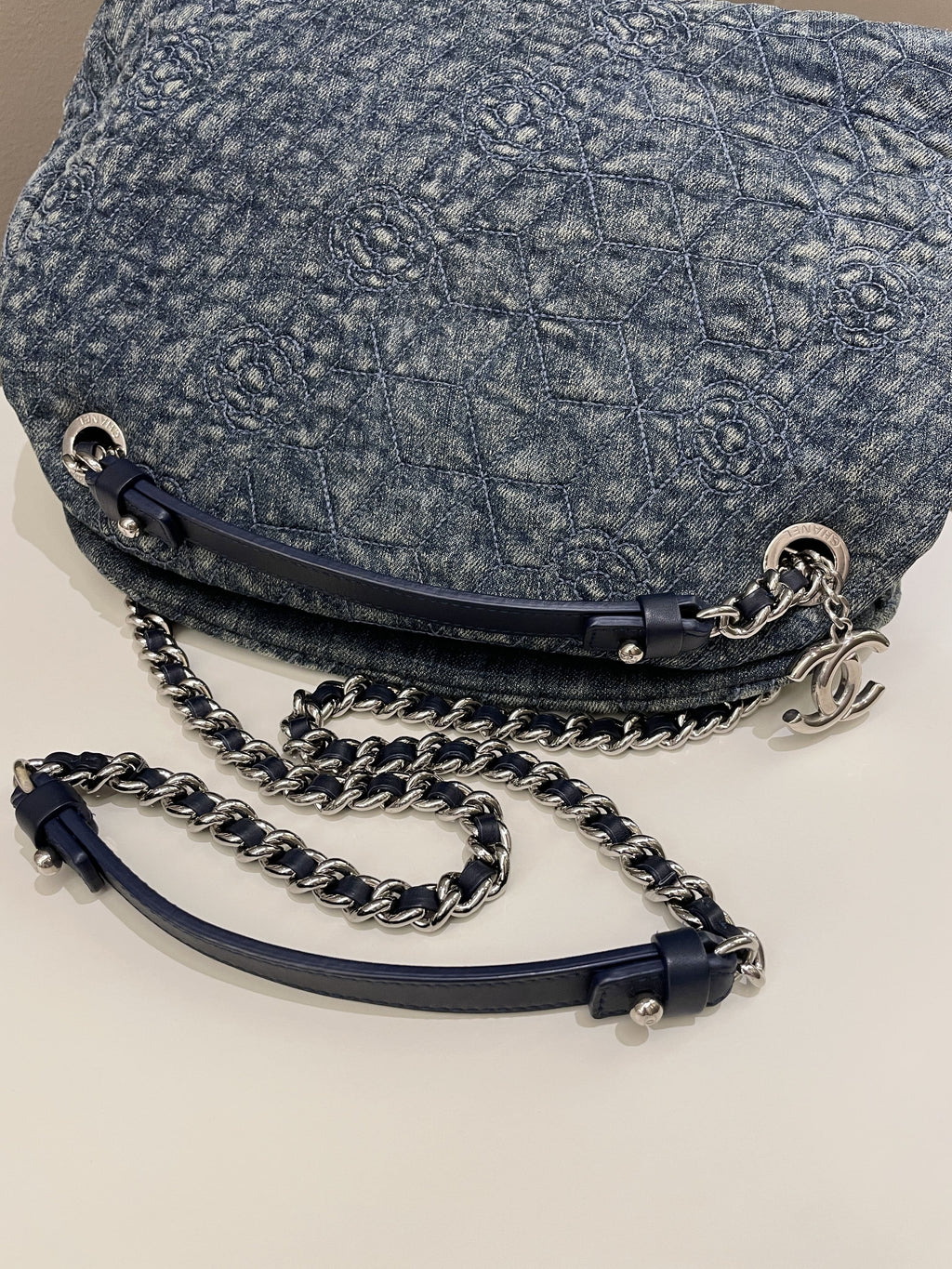 Chanel Camellia Mademoiselle Bag Blue Denim