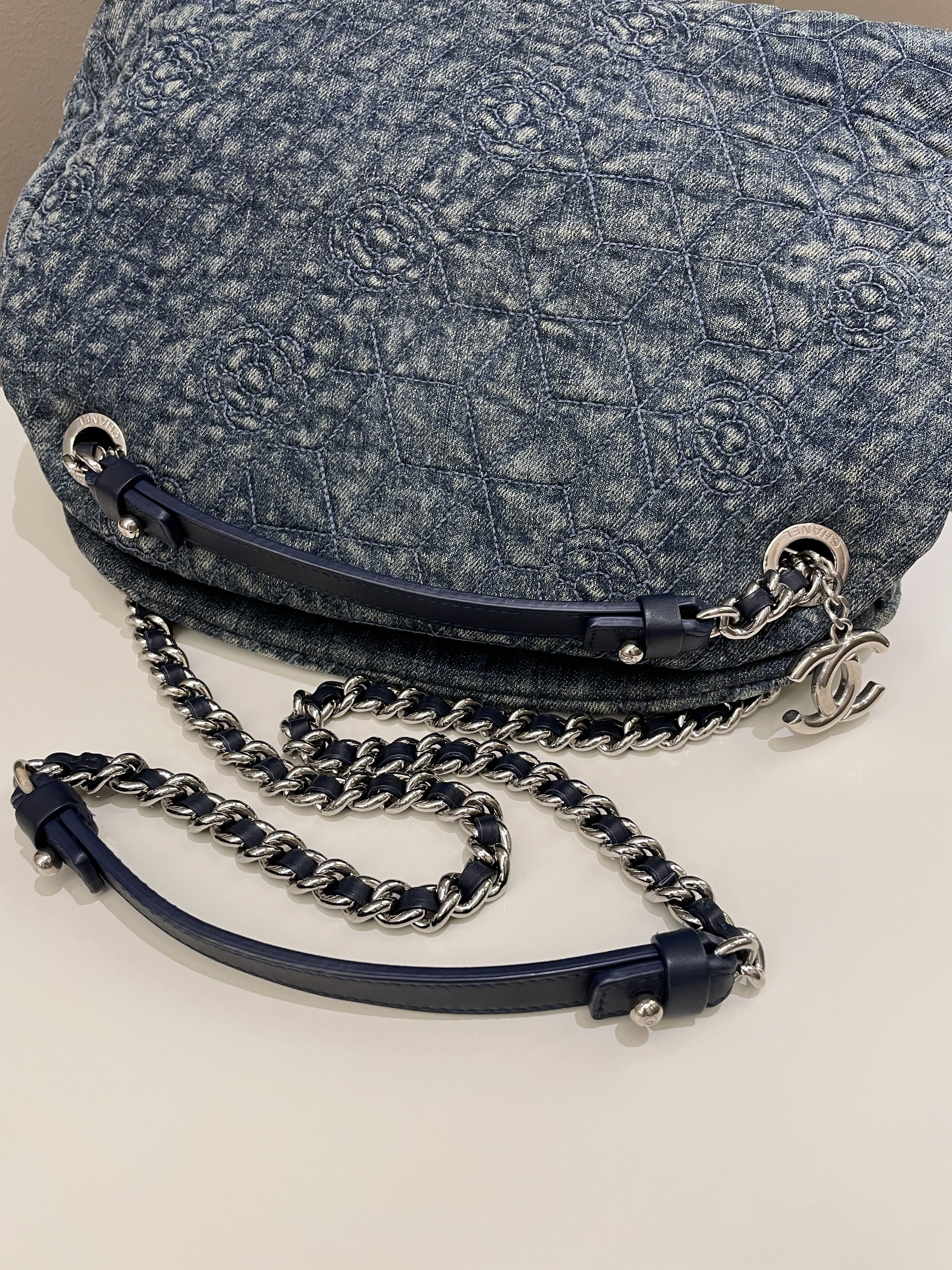 Chanel Camellia Mademoiselle Bag Blue Denim