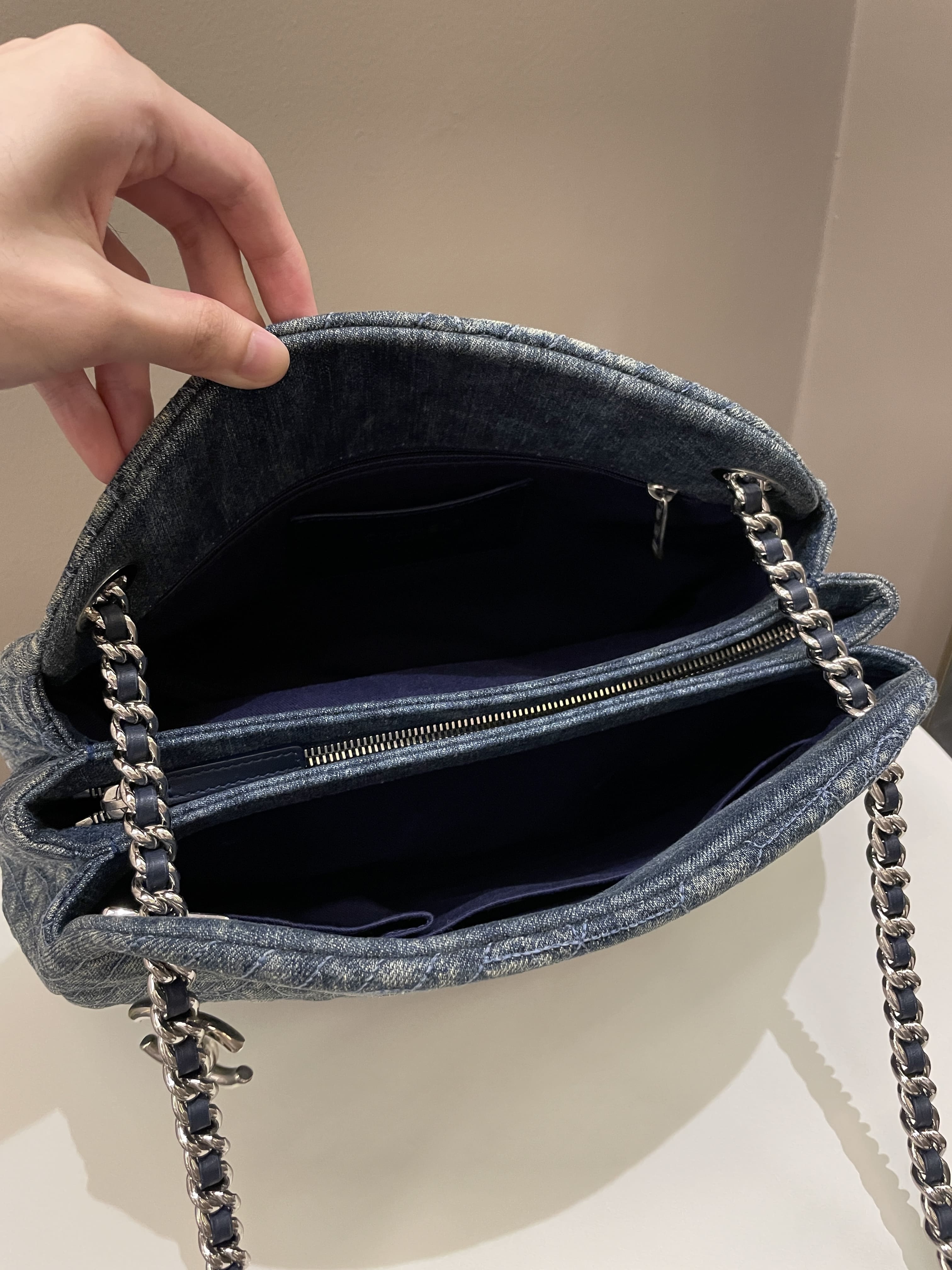Chanel Camellia Mademoiselle Bag Blue Denim