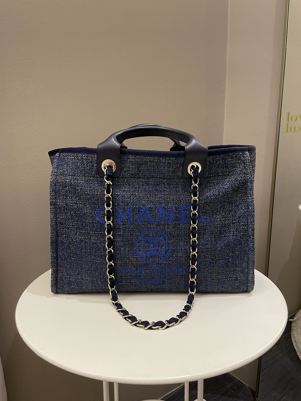 Chanel Deauville Shopper Tote Navy