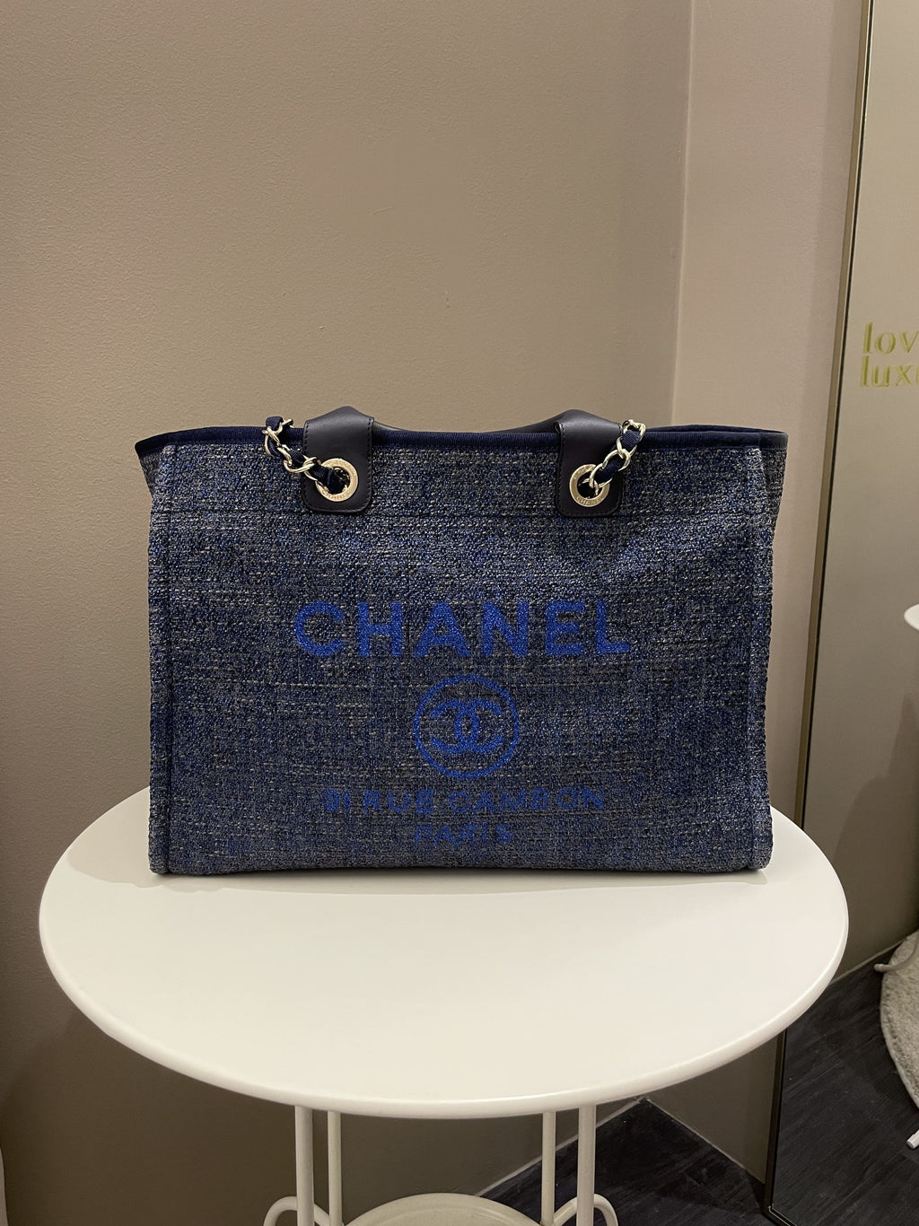 Chanel Deauville Shopper Tote Navy