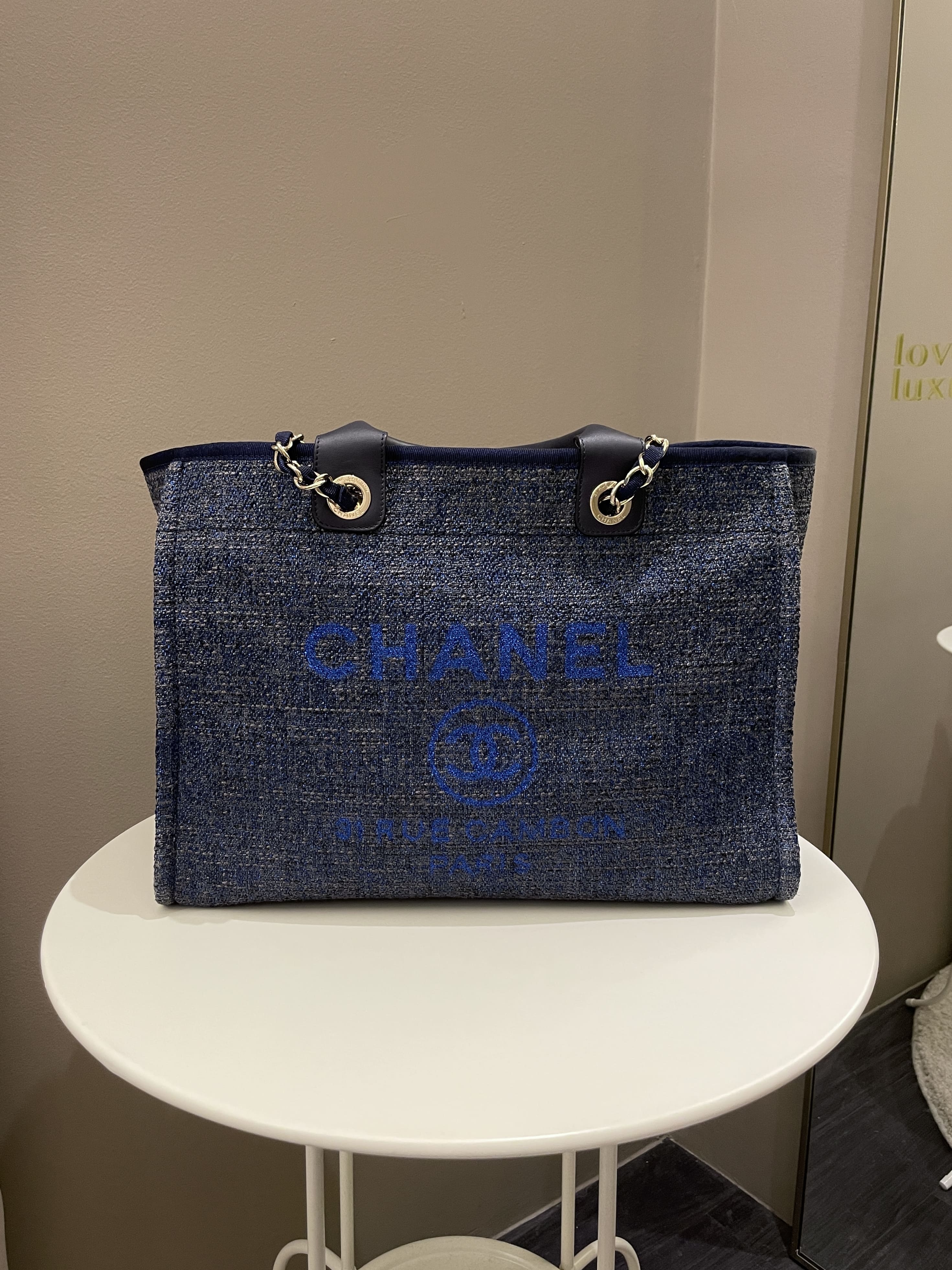 Chanel Deauville Shopper Tote Navy
