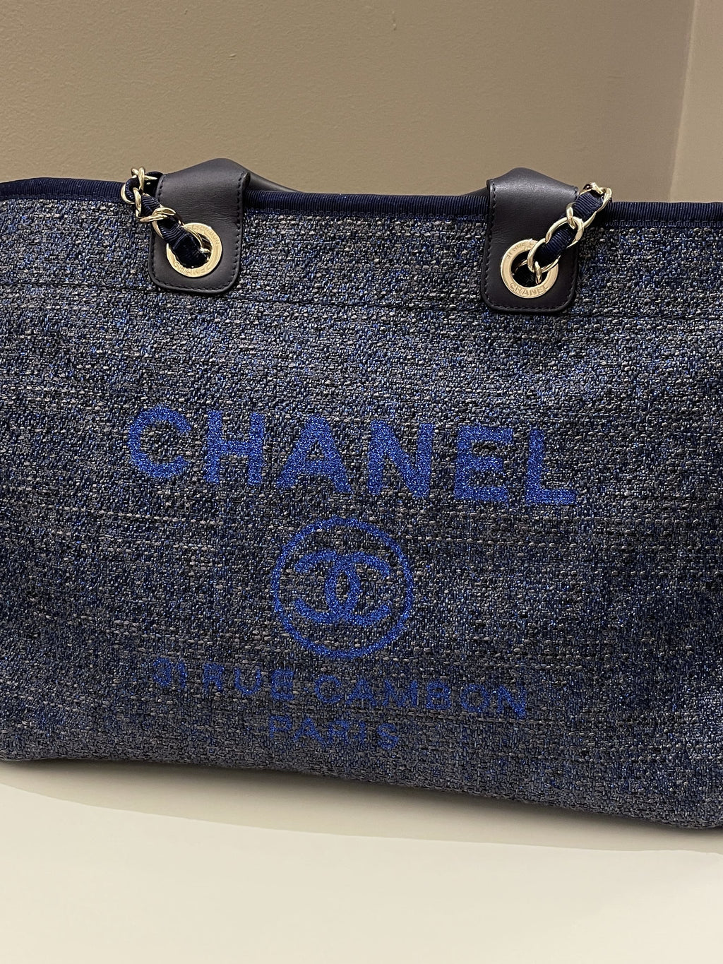 Chanel Deauville Shopper Tote Navy