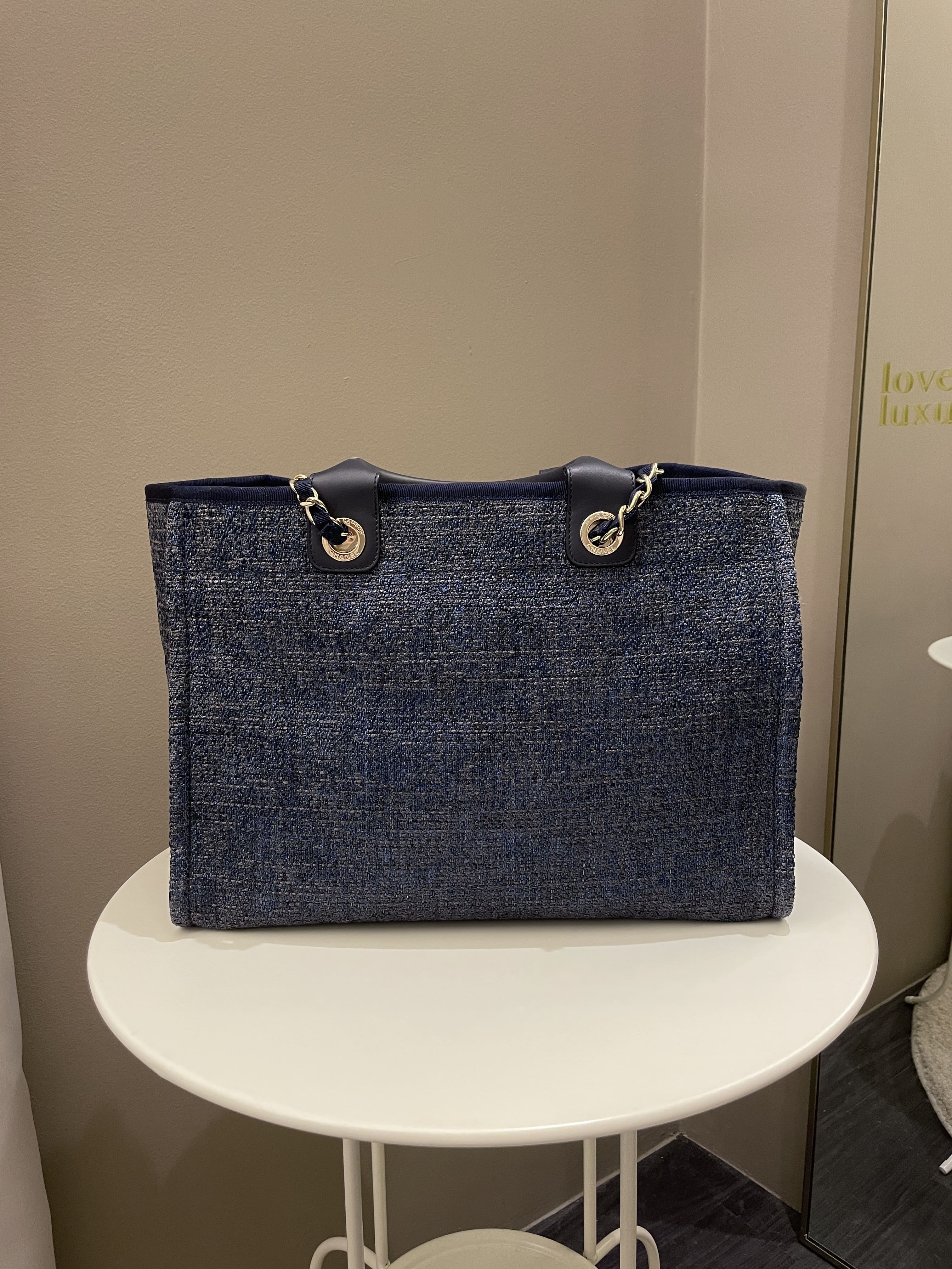 Chanel Deauville Shopper Tote Navy