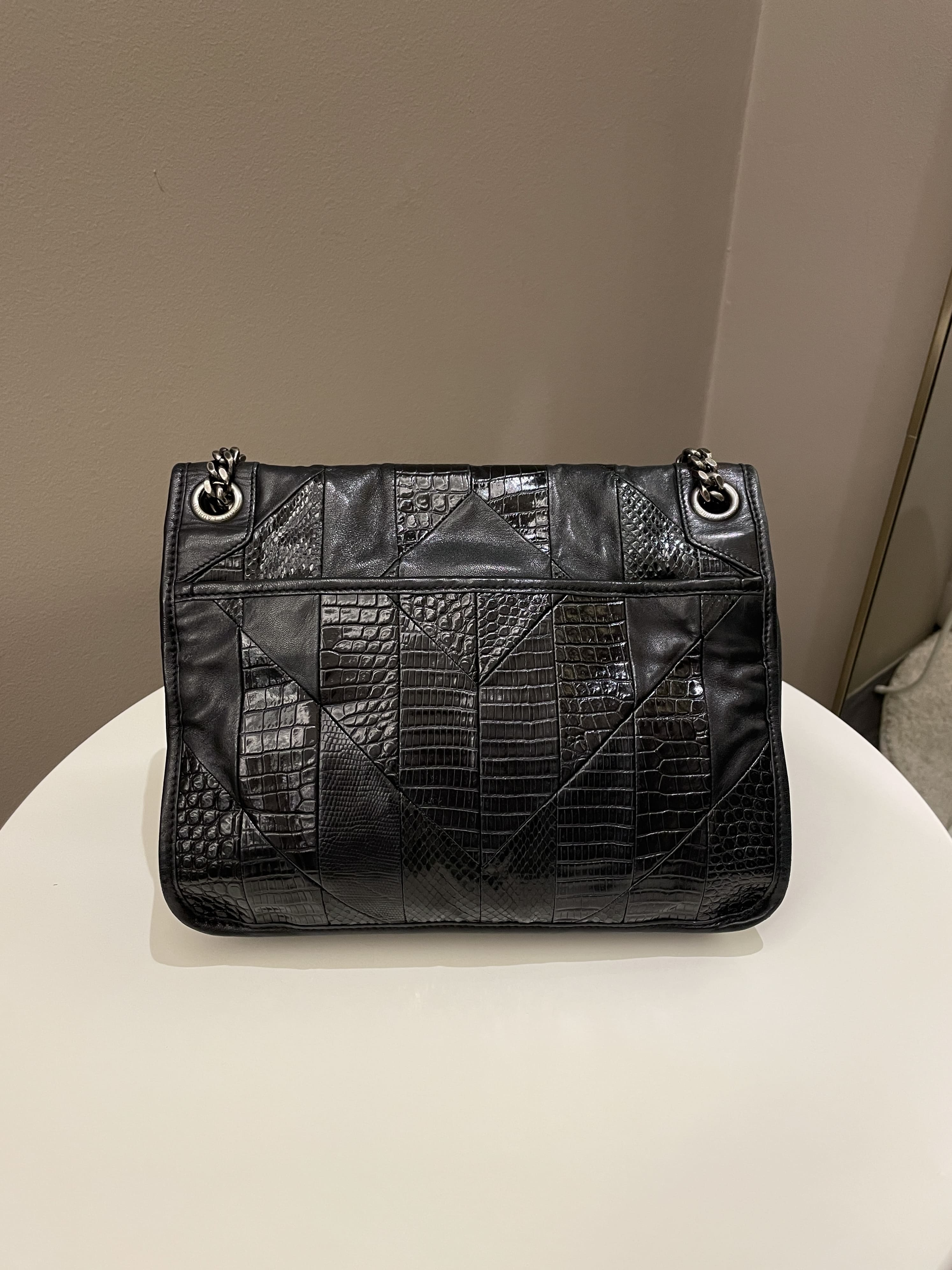 Saint Laurent Niki Patchwork Shoulder Bag Black